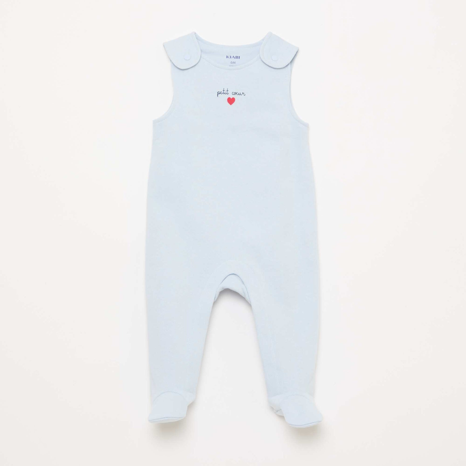 Ensemble body manches longues + salopette avec pieds BLEU