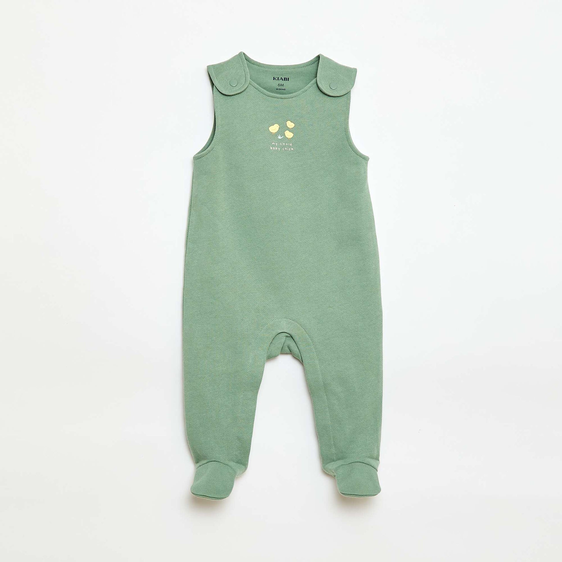 Ensemble body manches longues + salopette avec pieds BLANC