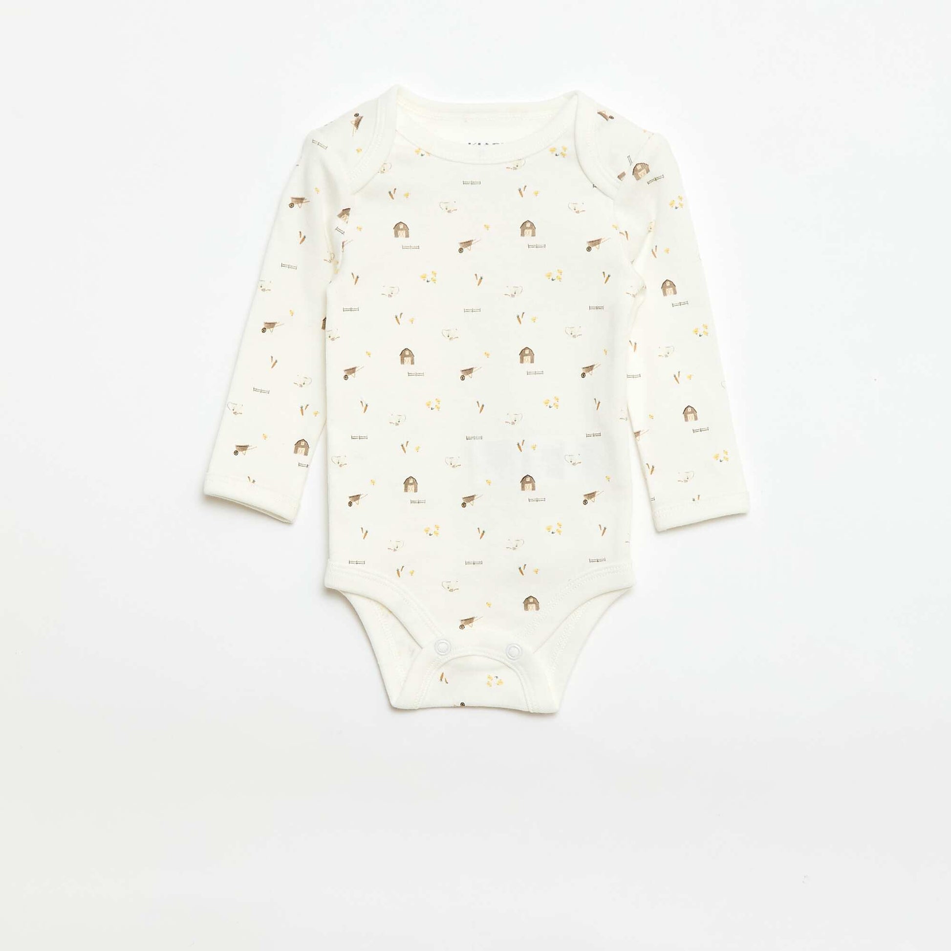 Ensemble body manches longues + salopette avec pieds BLANC