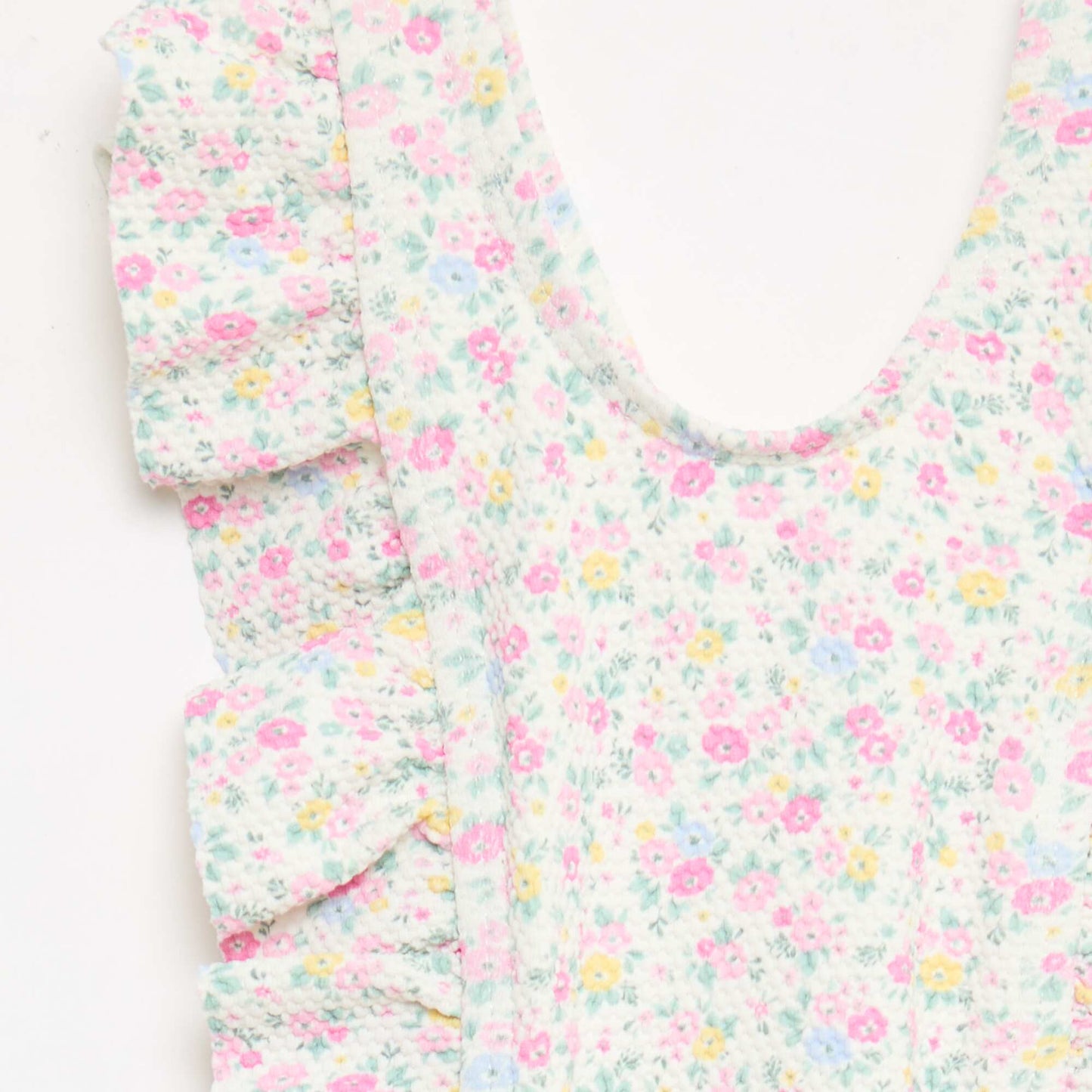 Maillot de bain à motif et volants BLANC