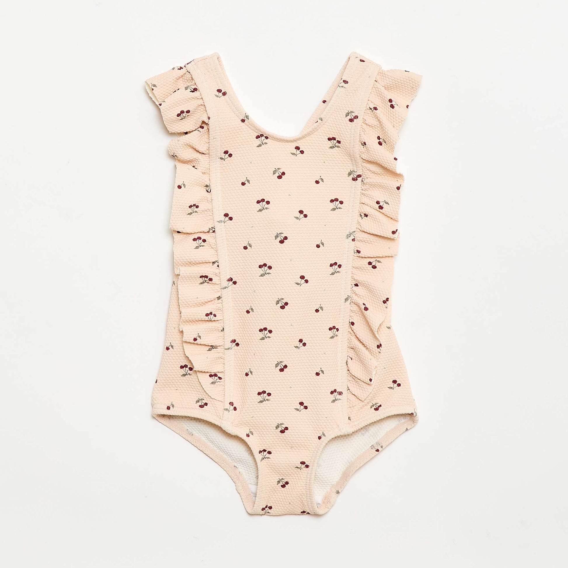 Maillot de bain à motif et volants ROSE