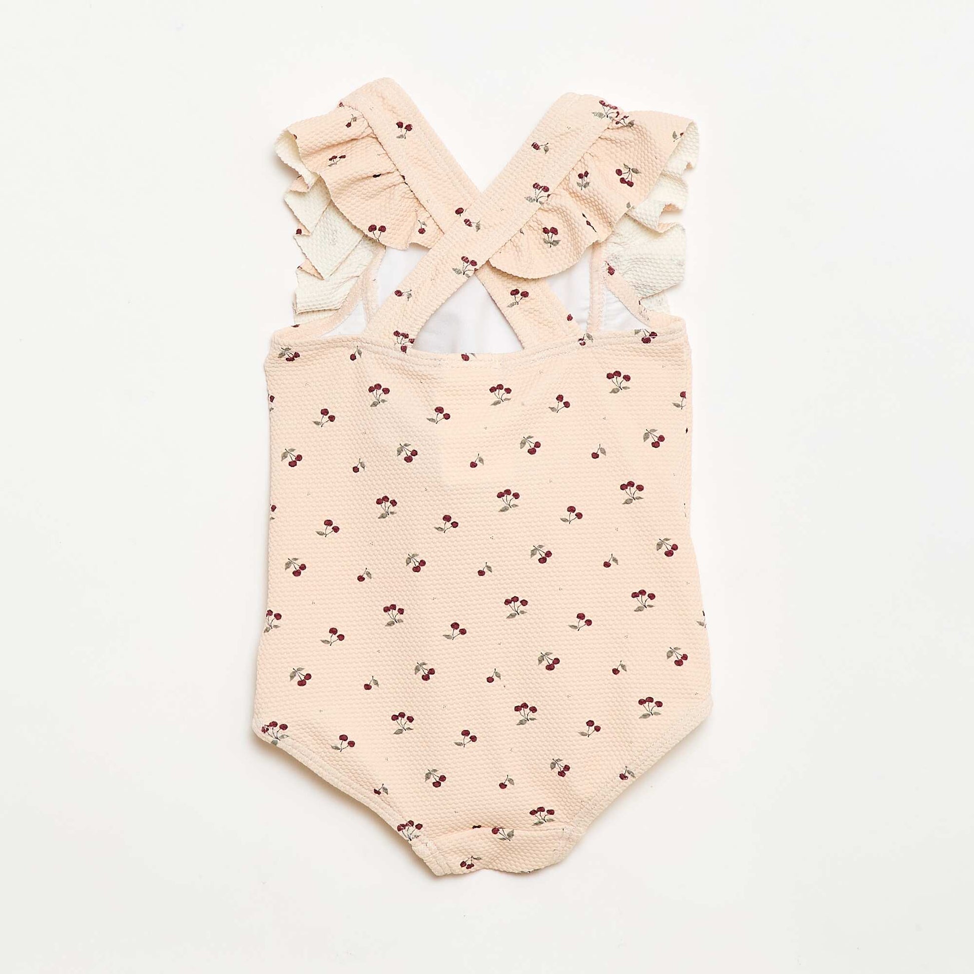 Maillot de bain à motif et volants ROSE
