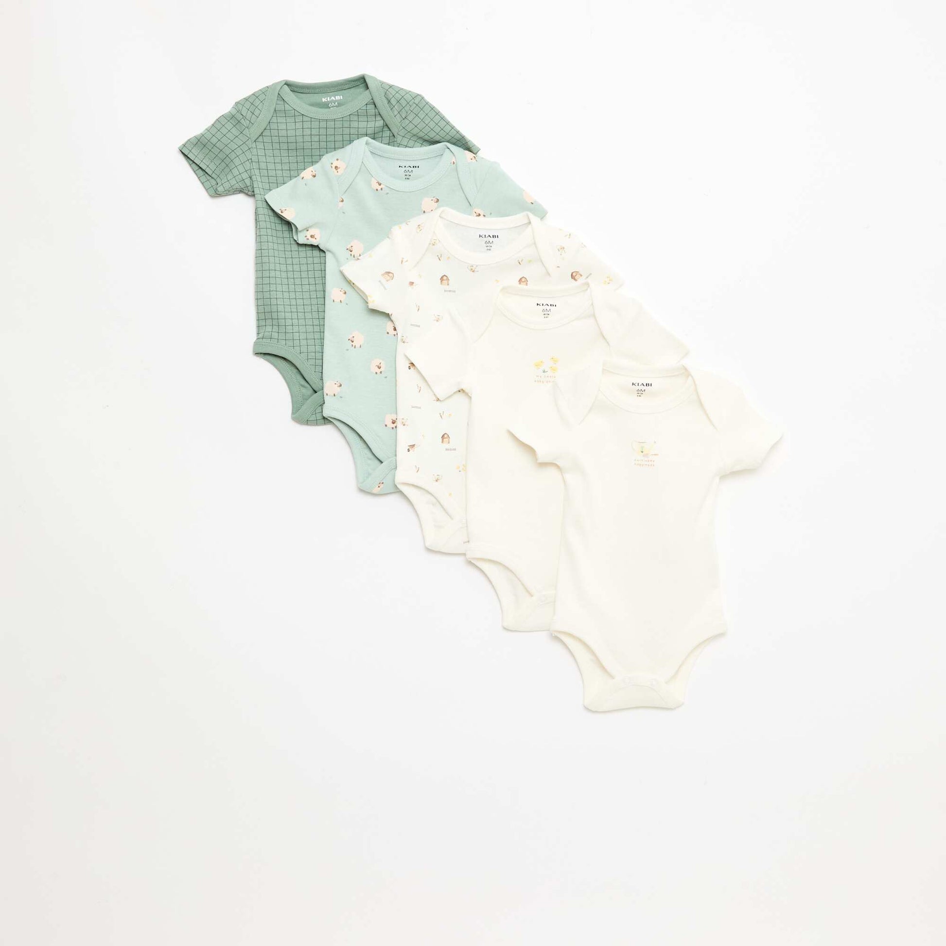 Lot de 5 bodies manches courtes en coton BLEU