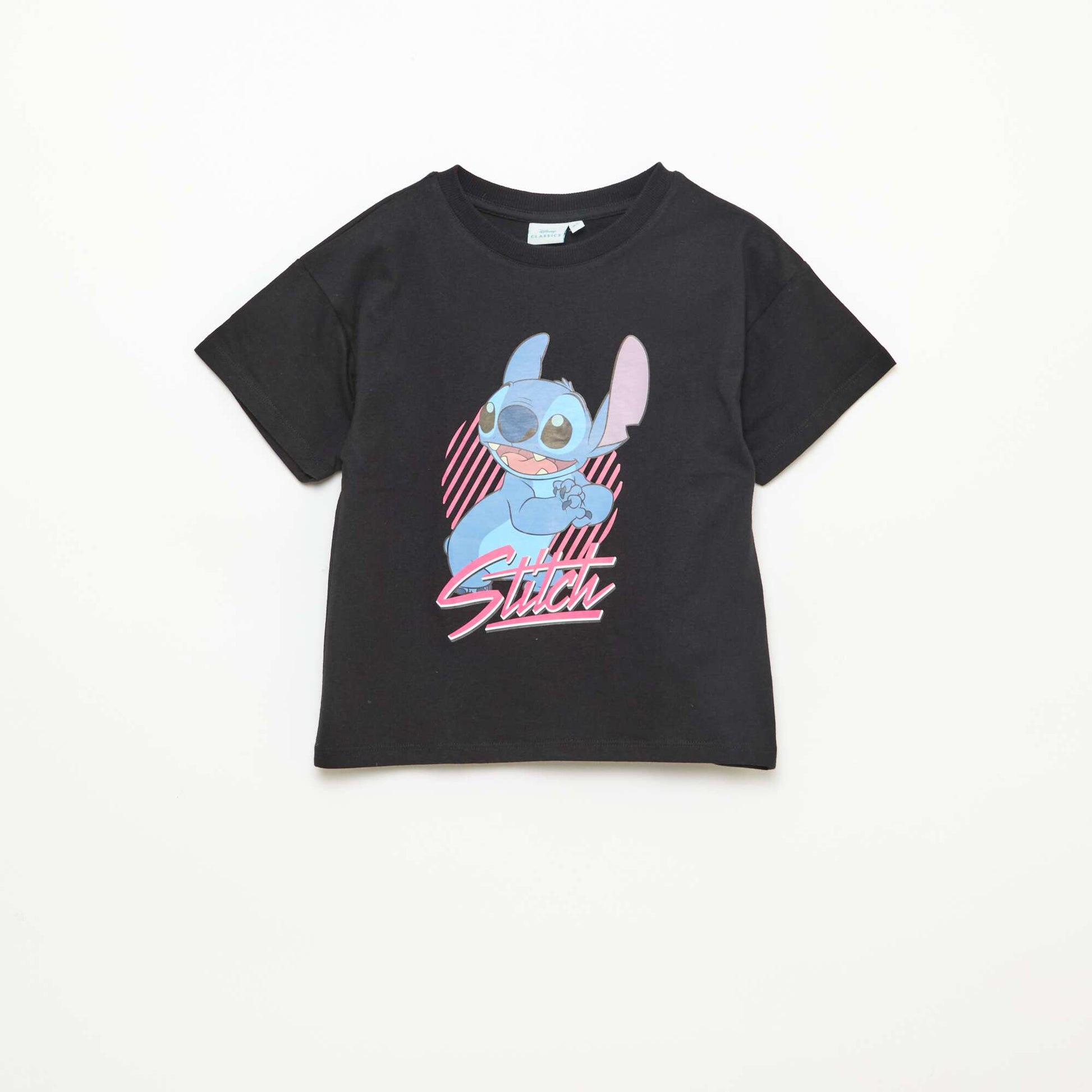 Tee-shirt imprimé 'Stitch' NOIR