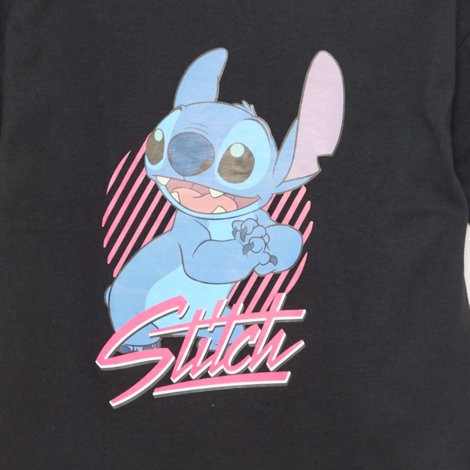 Tee-shirt imprimé 'Stitch' NOIR