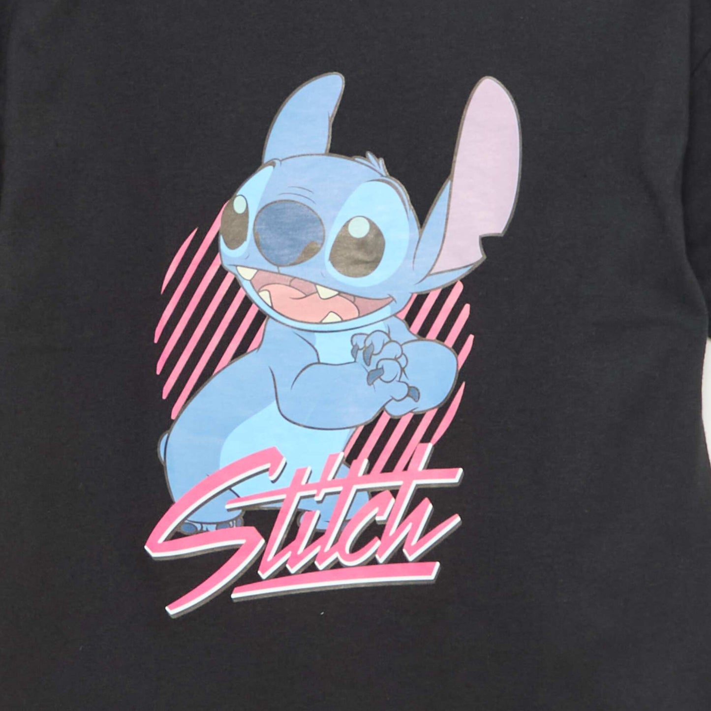 Tee-shirt imprimé 'Stitch' NOIR