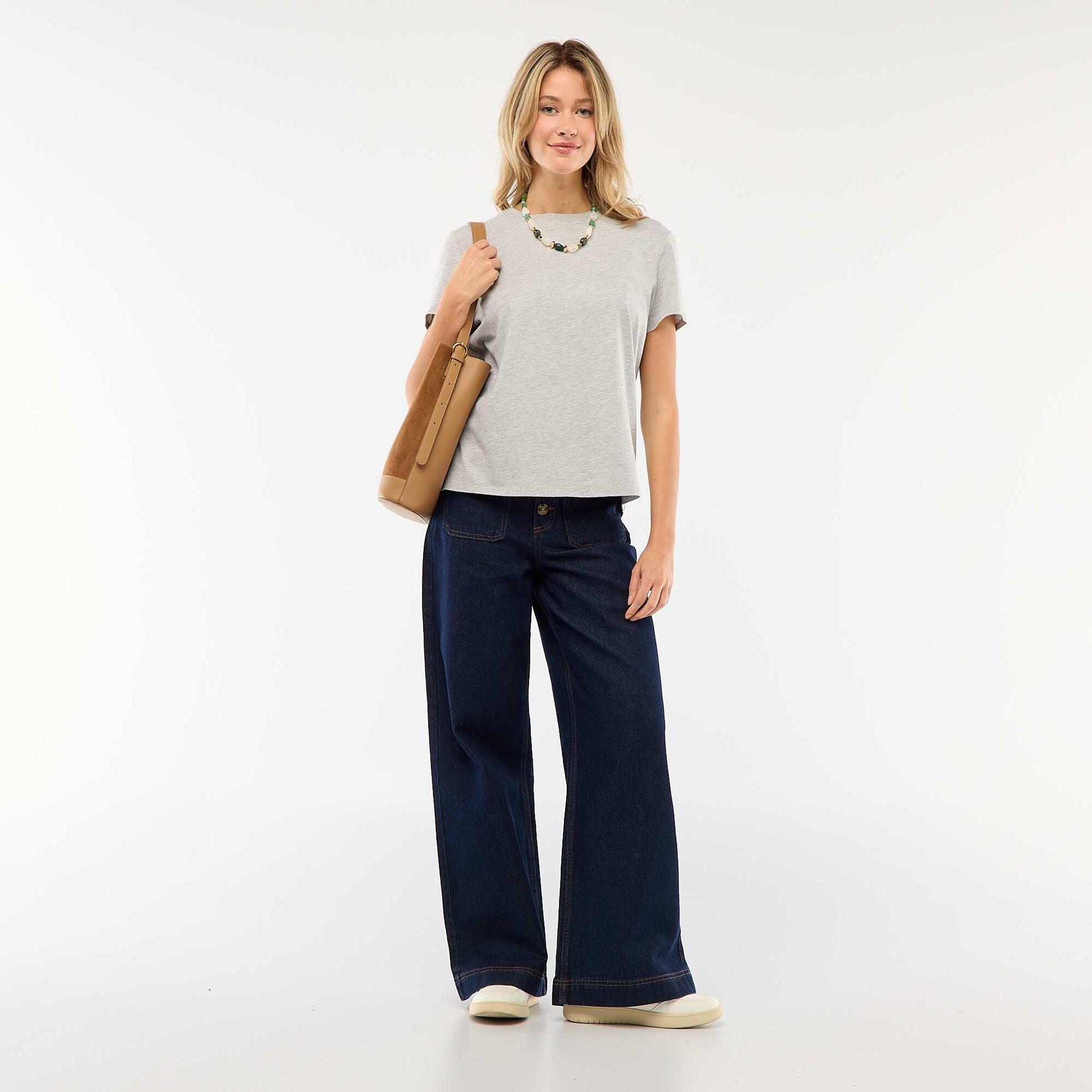 Jean taille haute avec boutons BLEU
