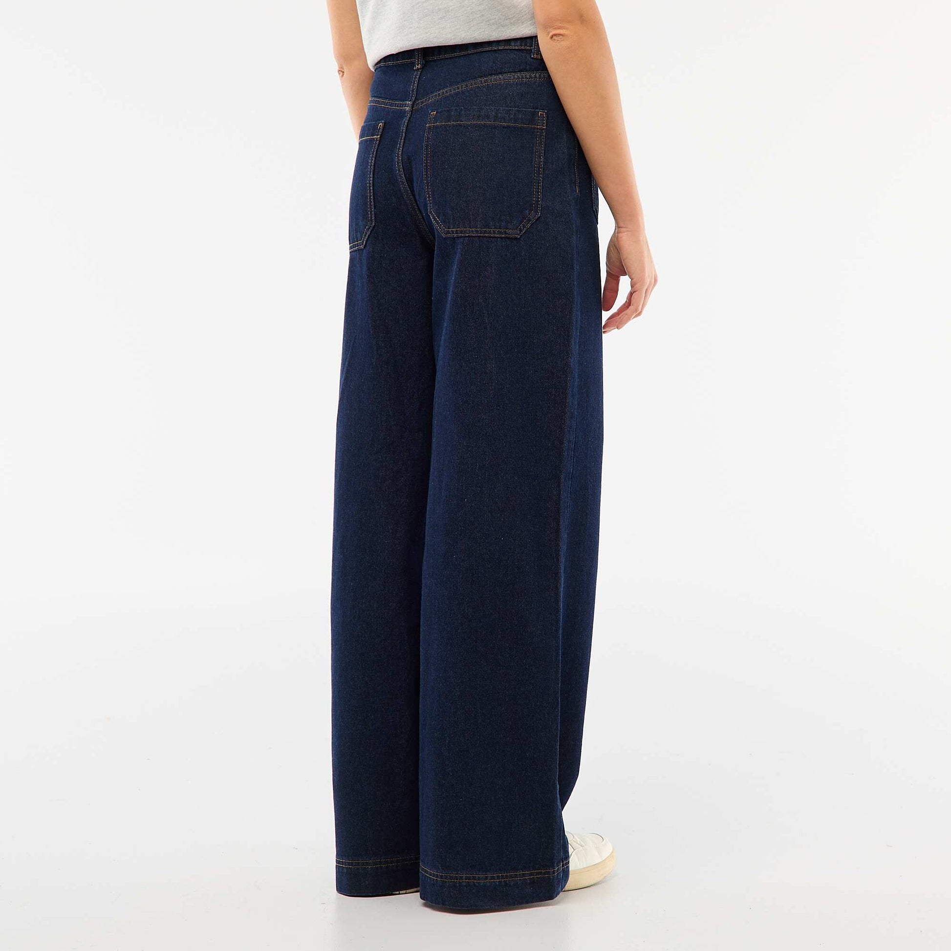 Jean taille haute avec boutons BLEU