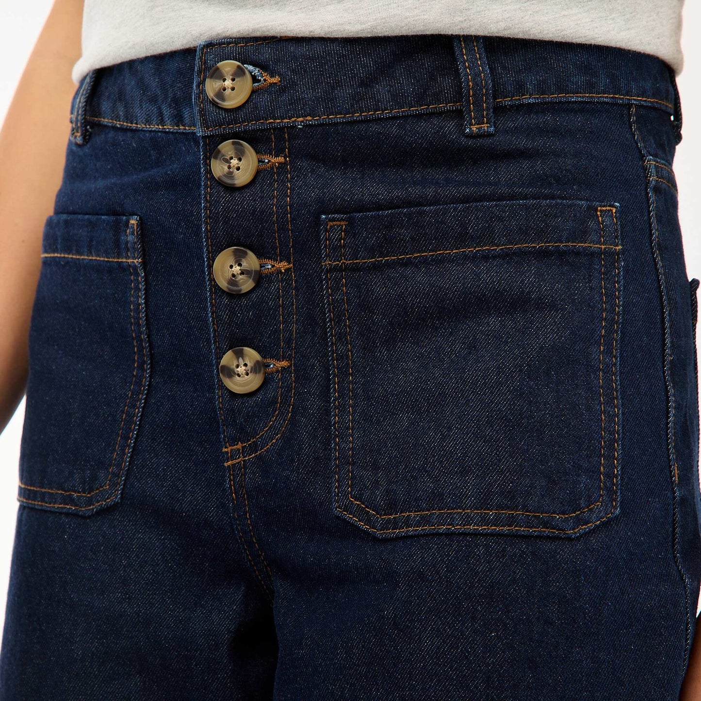 Jean taille haute avec boutons BLEU