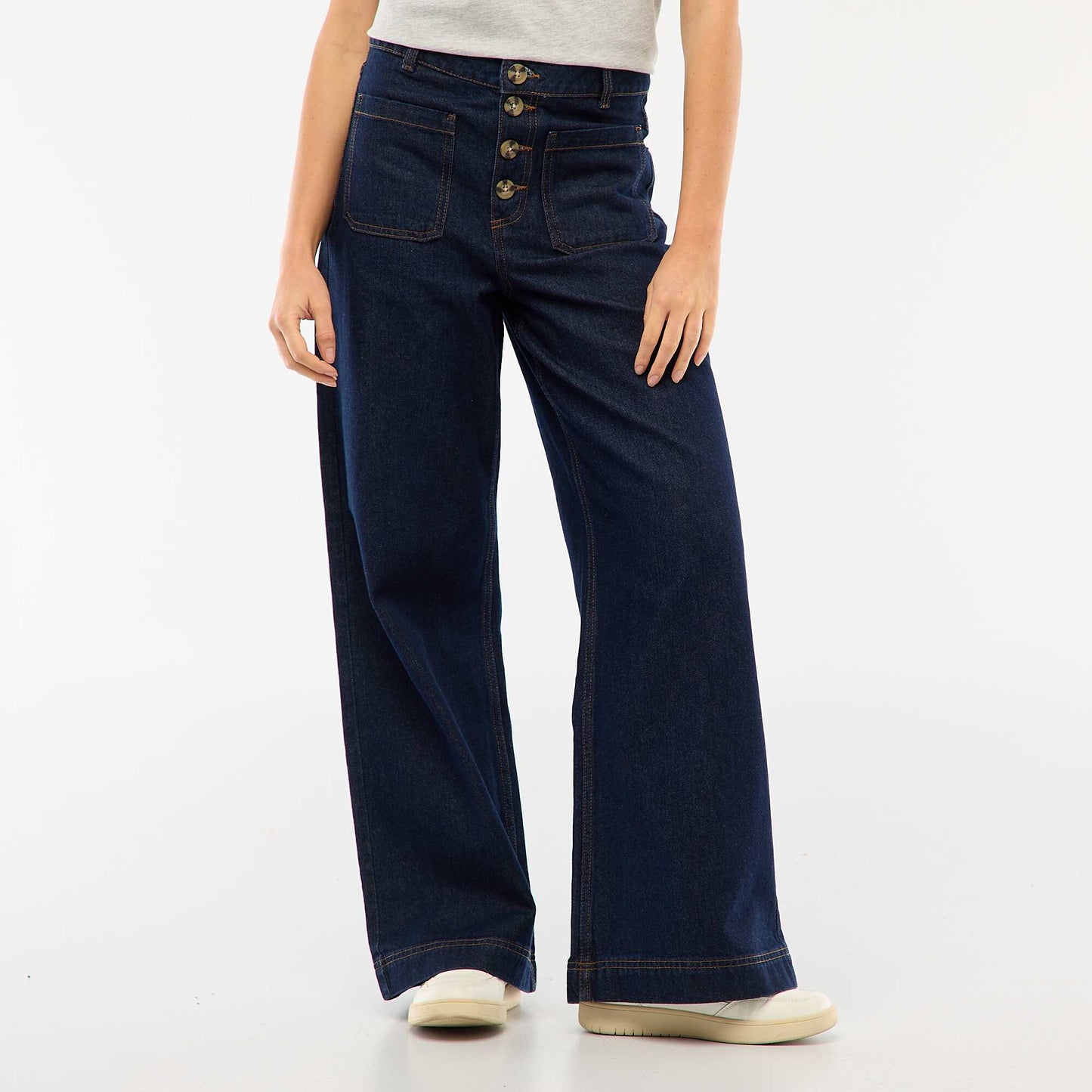 Jean taille haute avec boutons BLEU