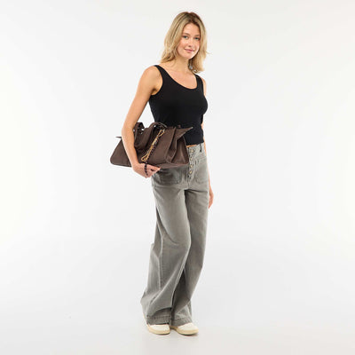 Jean taille haute avec boutons GRIS