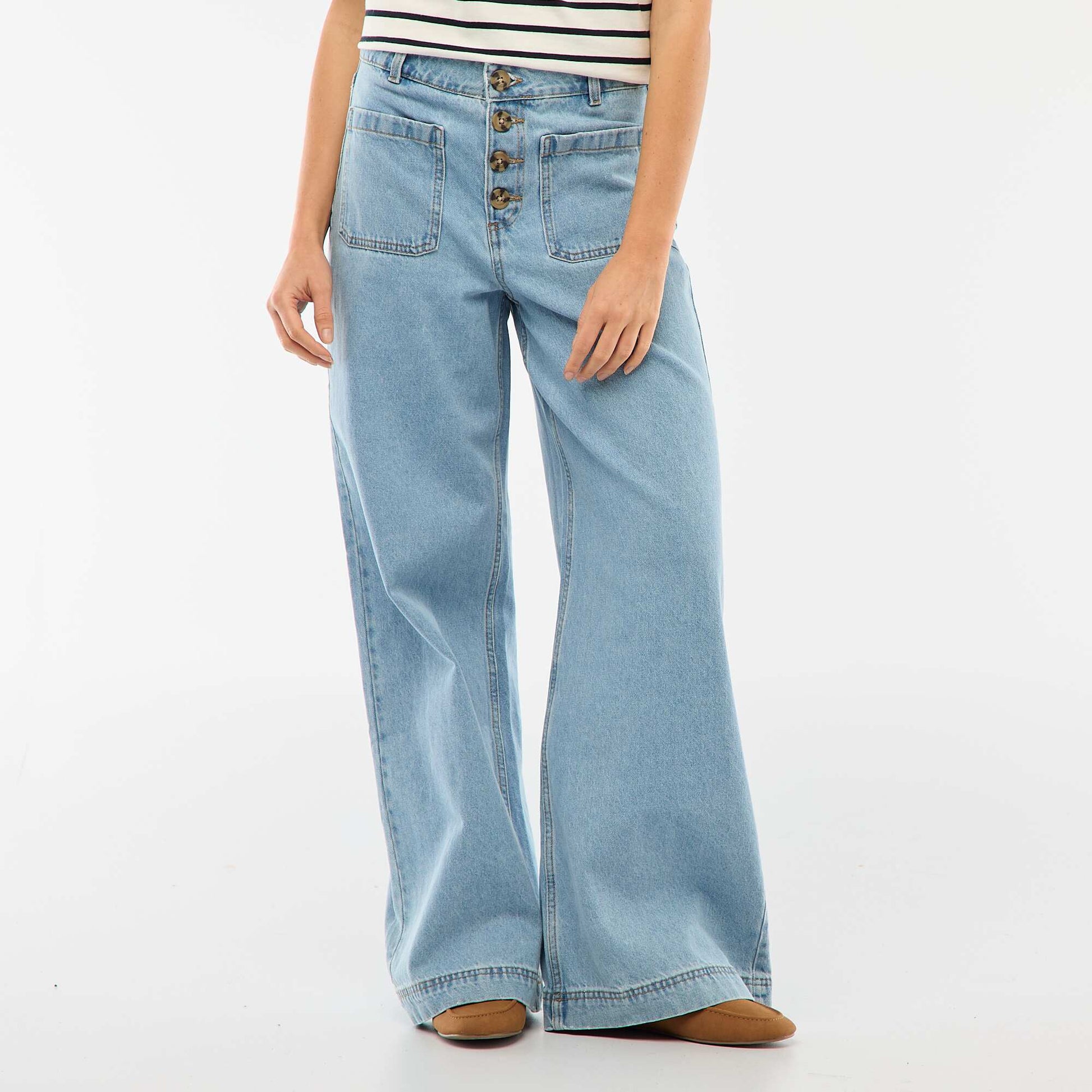 Jean taille haute avec boutons BLEU