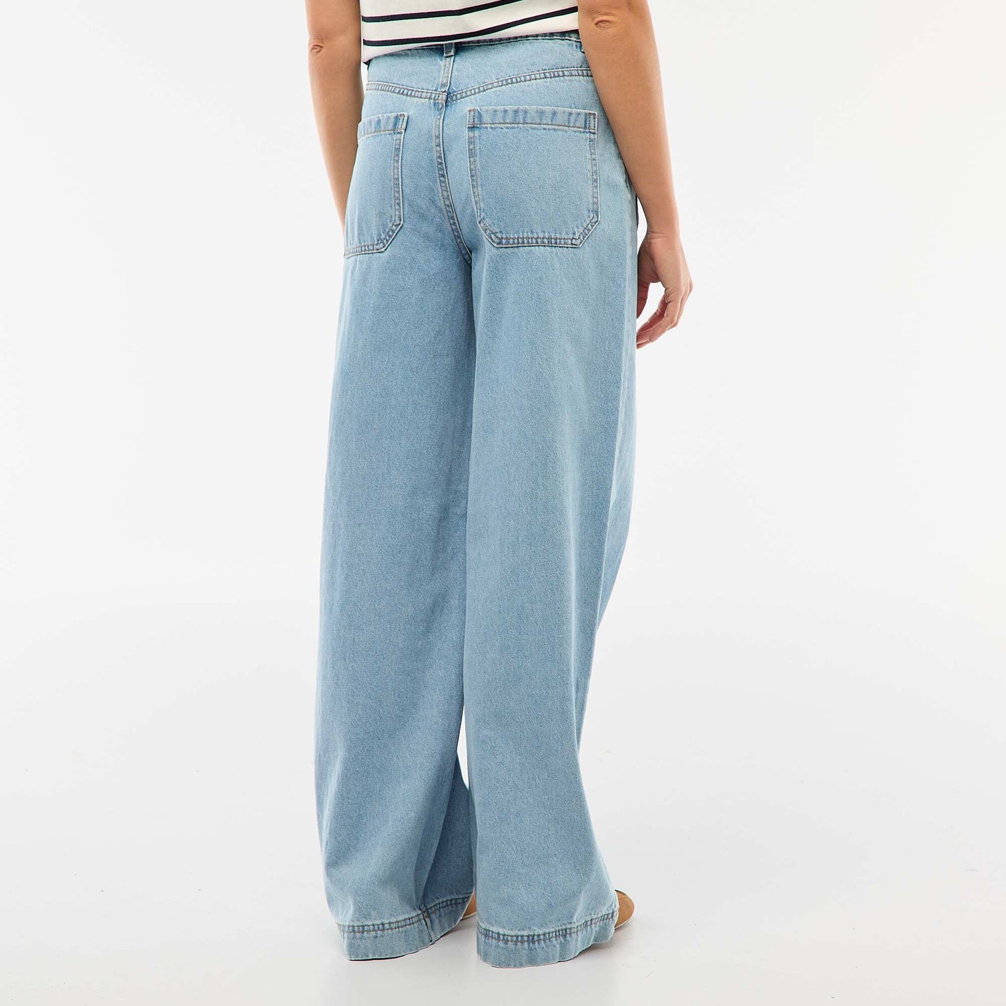 Jean taille haute avec boutons BLEU