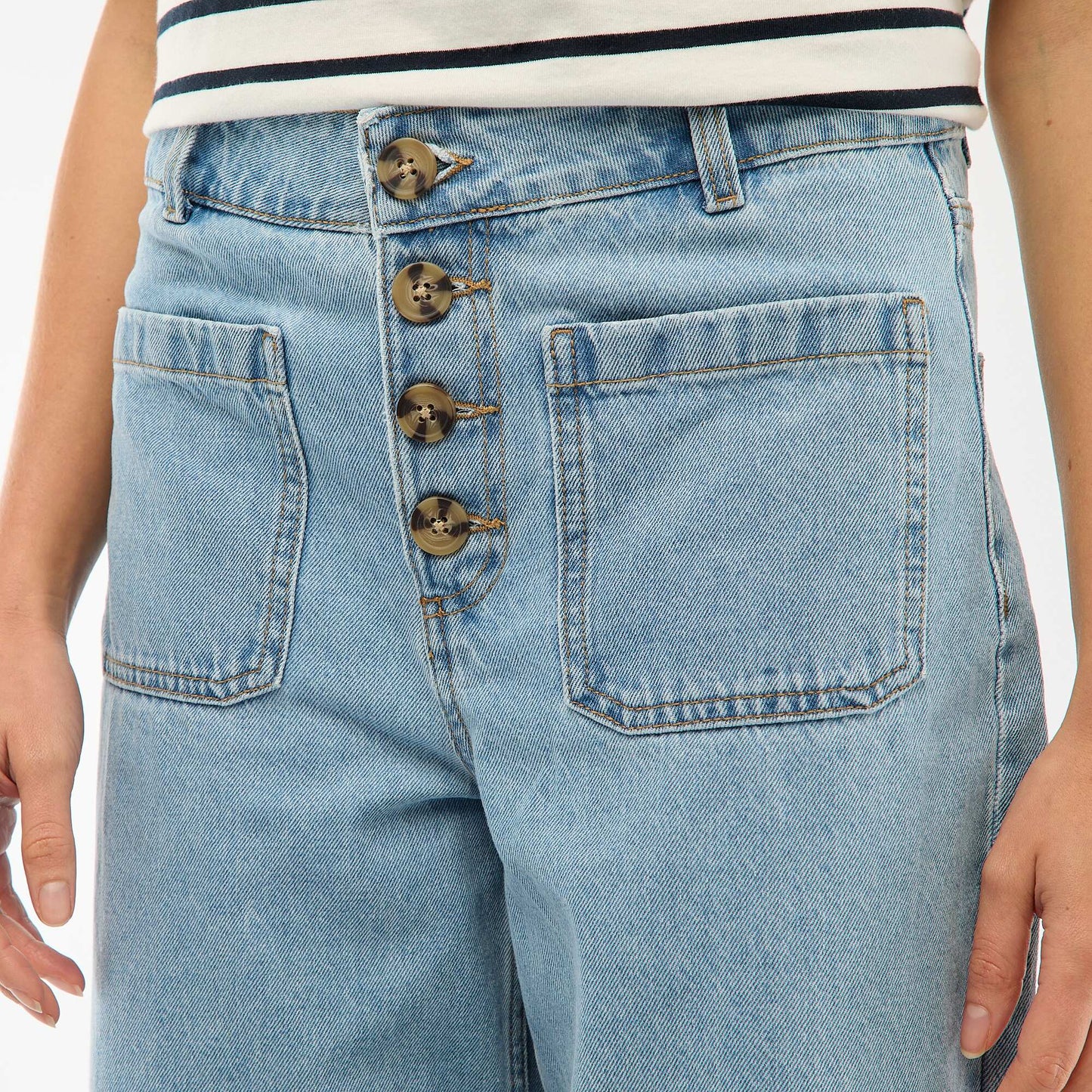 Jean taille haute avec boutons BLEU