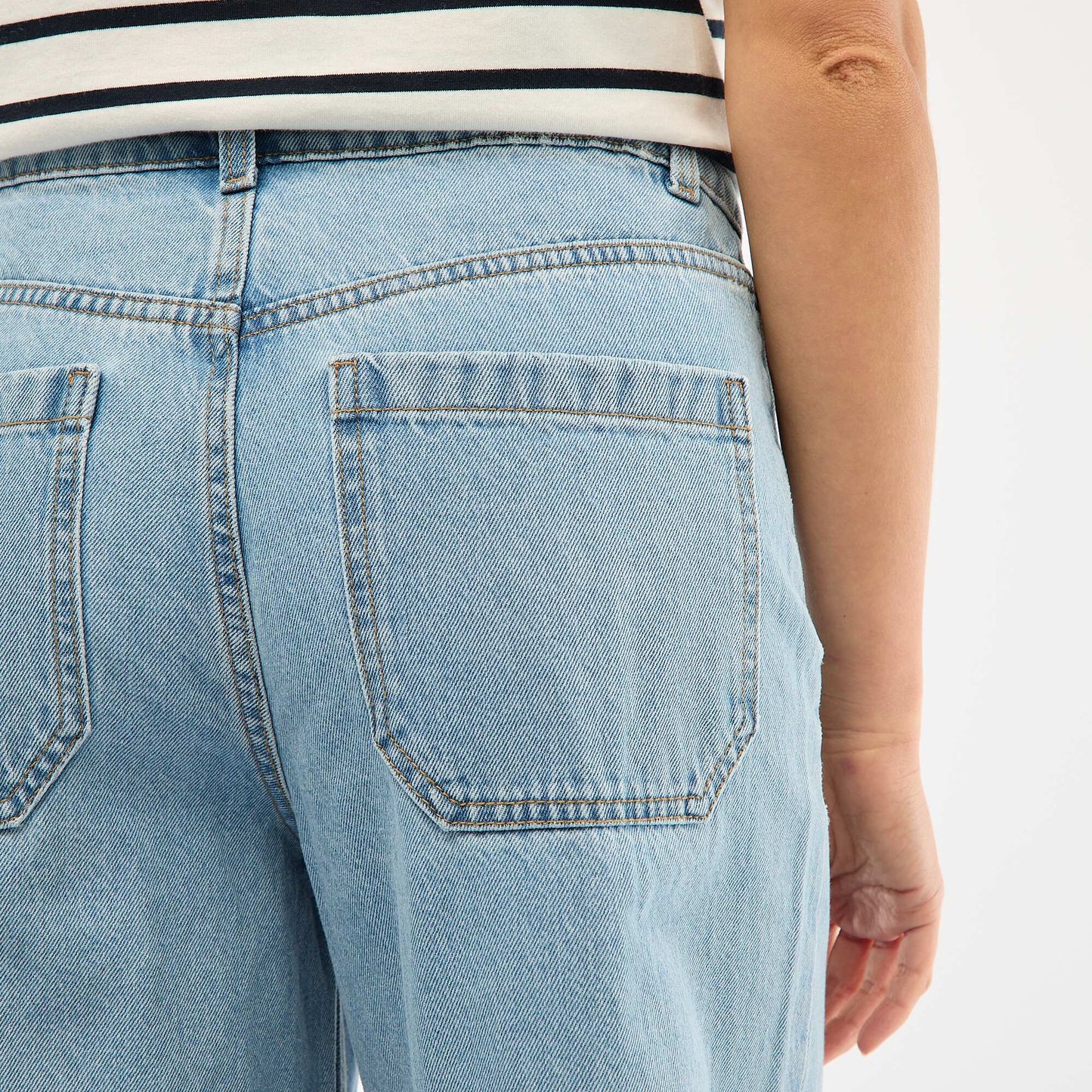 Jean taille haute avec boutons BLEU