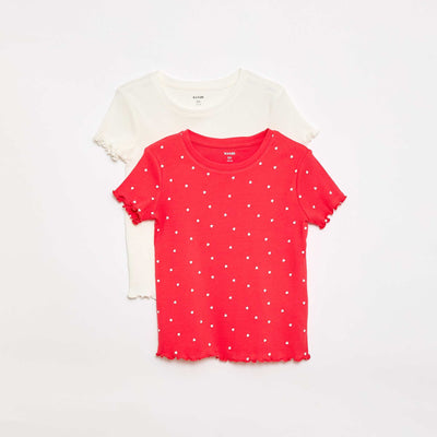 Lot de t-shirts côtelés - 2 pièces ROUGE