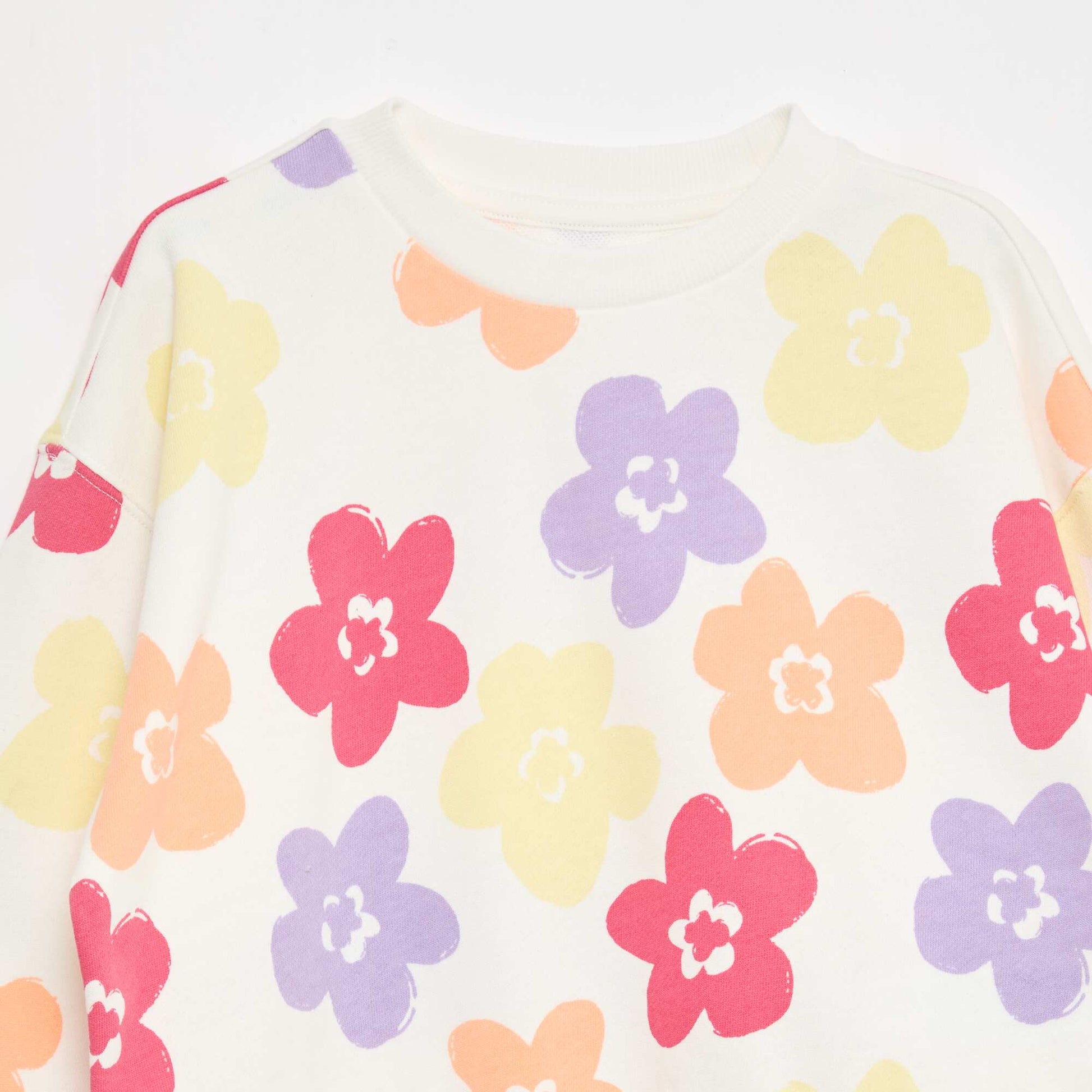Sweat à motif et col rond BEIGE