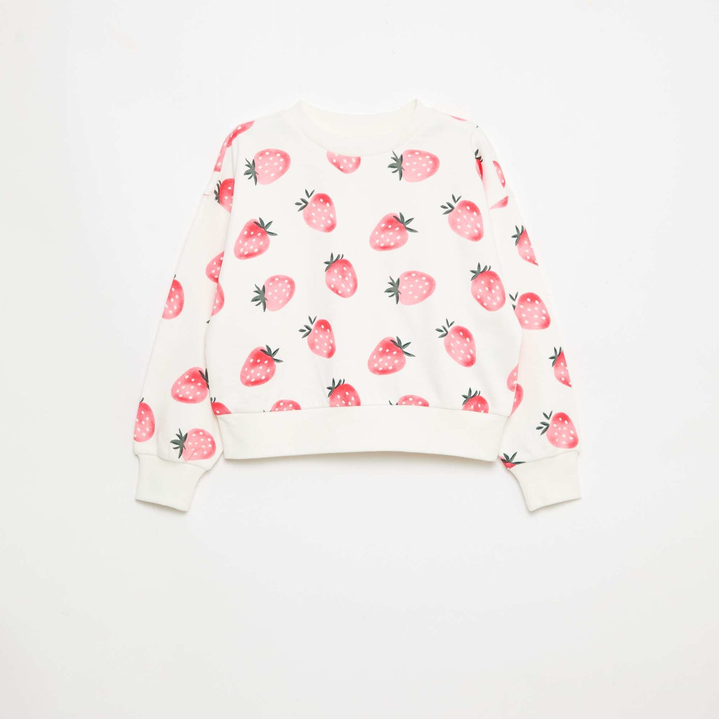 Sweat à motif et col rond BLANC