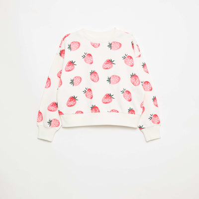 Sweat à motif et col rond BLANC