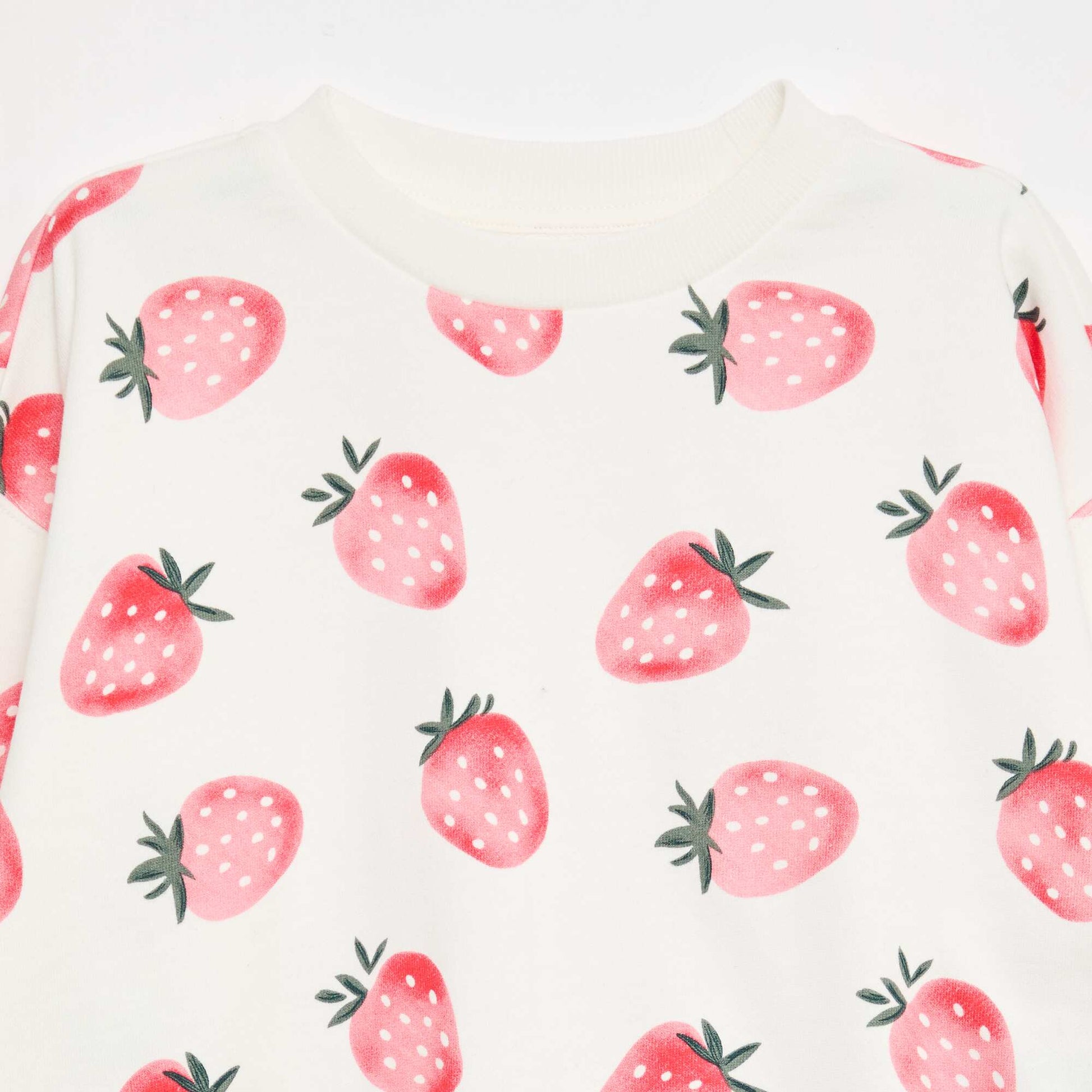 Sweat à motif et col rond BLANC