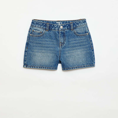 Short en denim taille haute BLEU