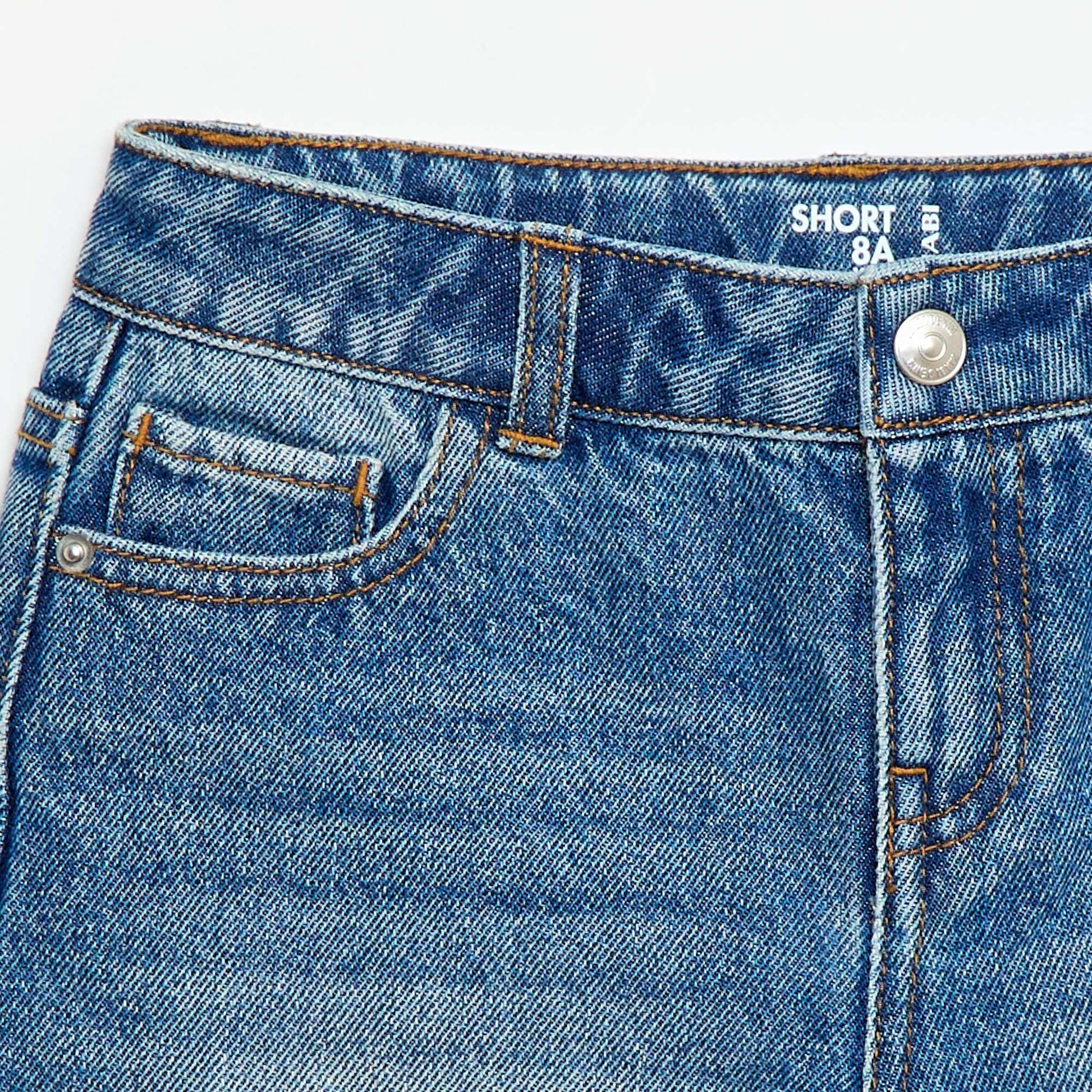Short en denim taille haute BLEU