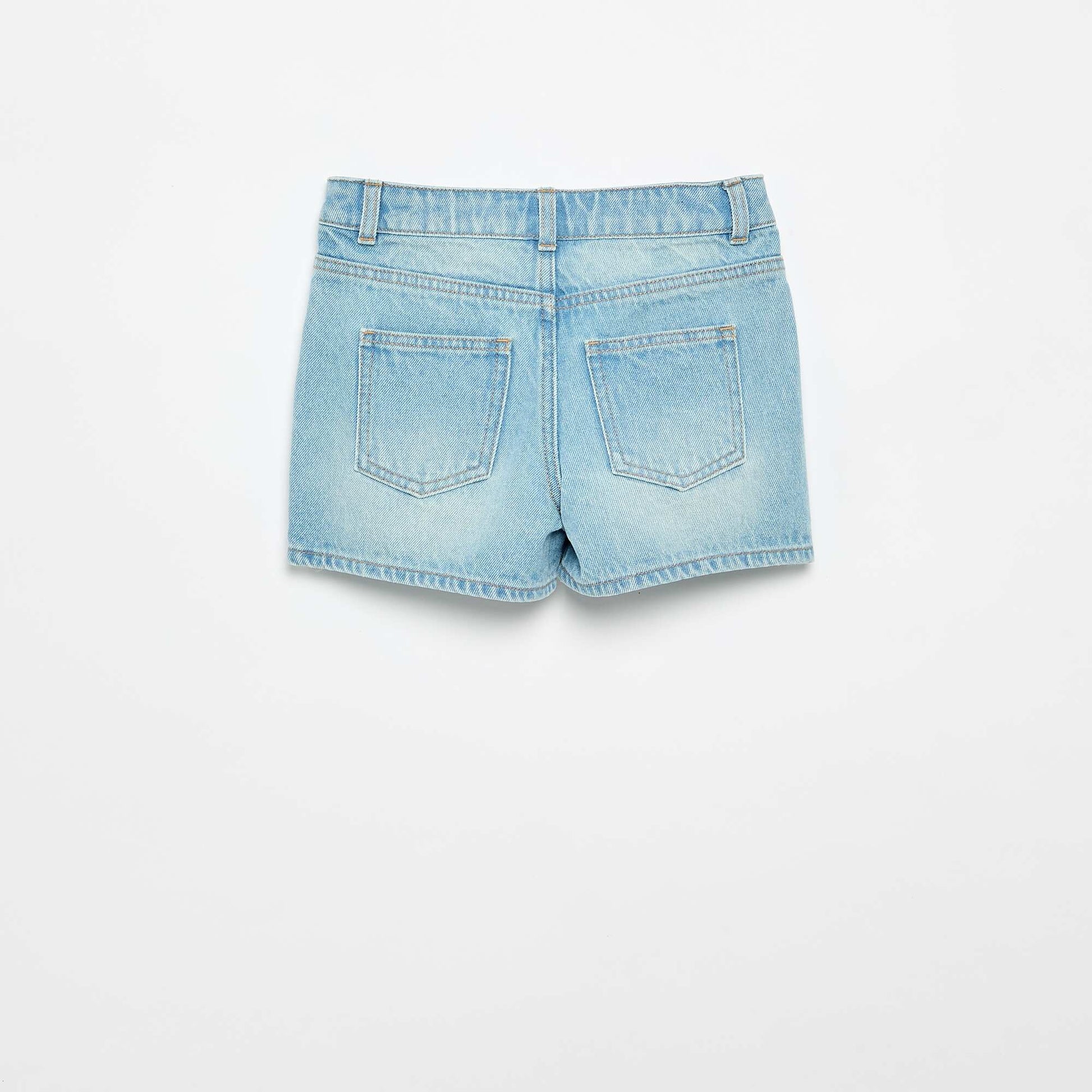 Short en denim taille haute BLEU