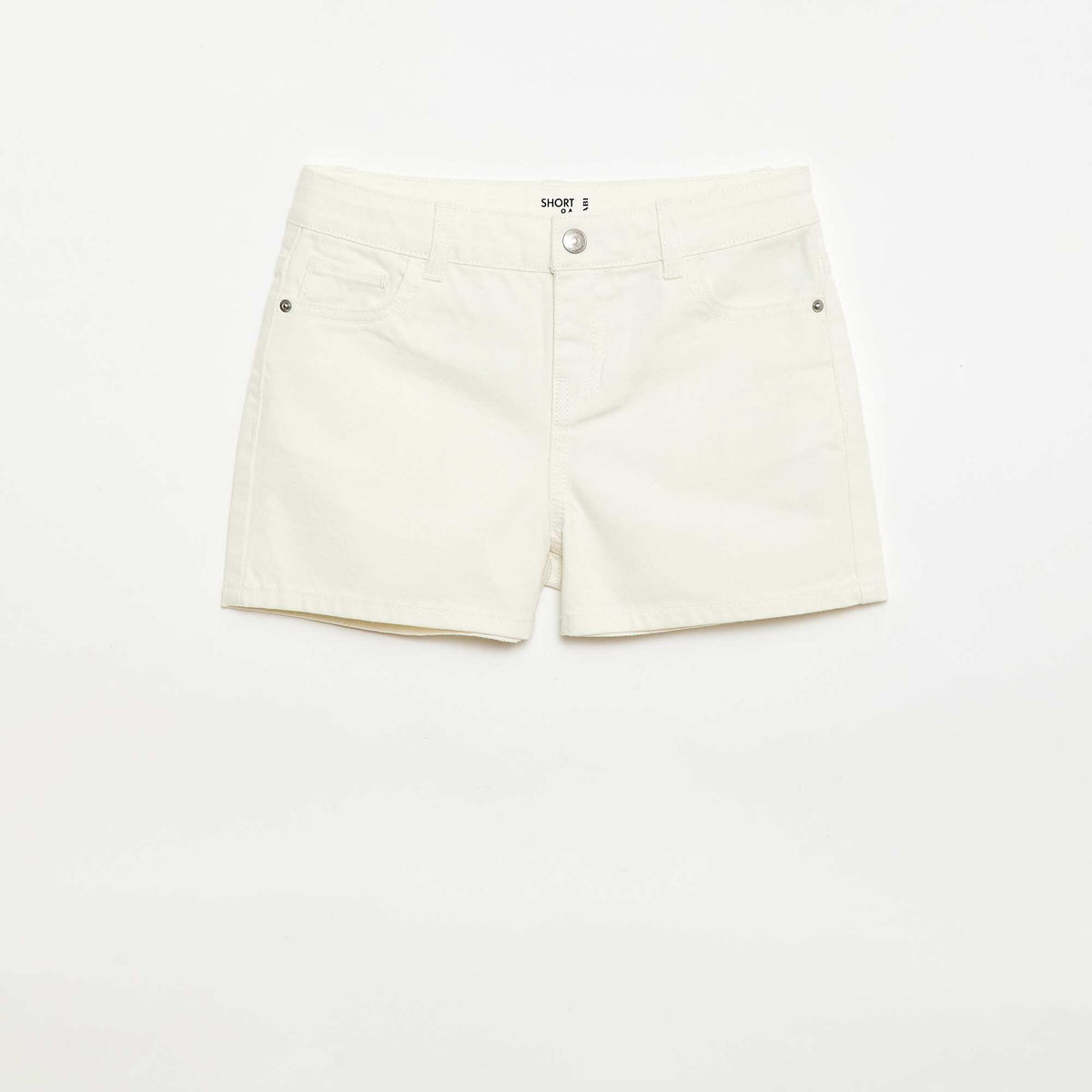 Short en denim taille haute BLANC