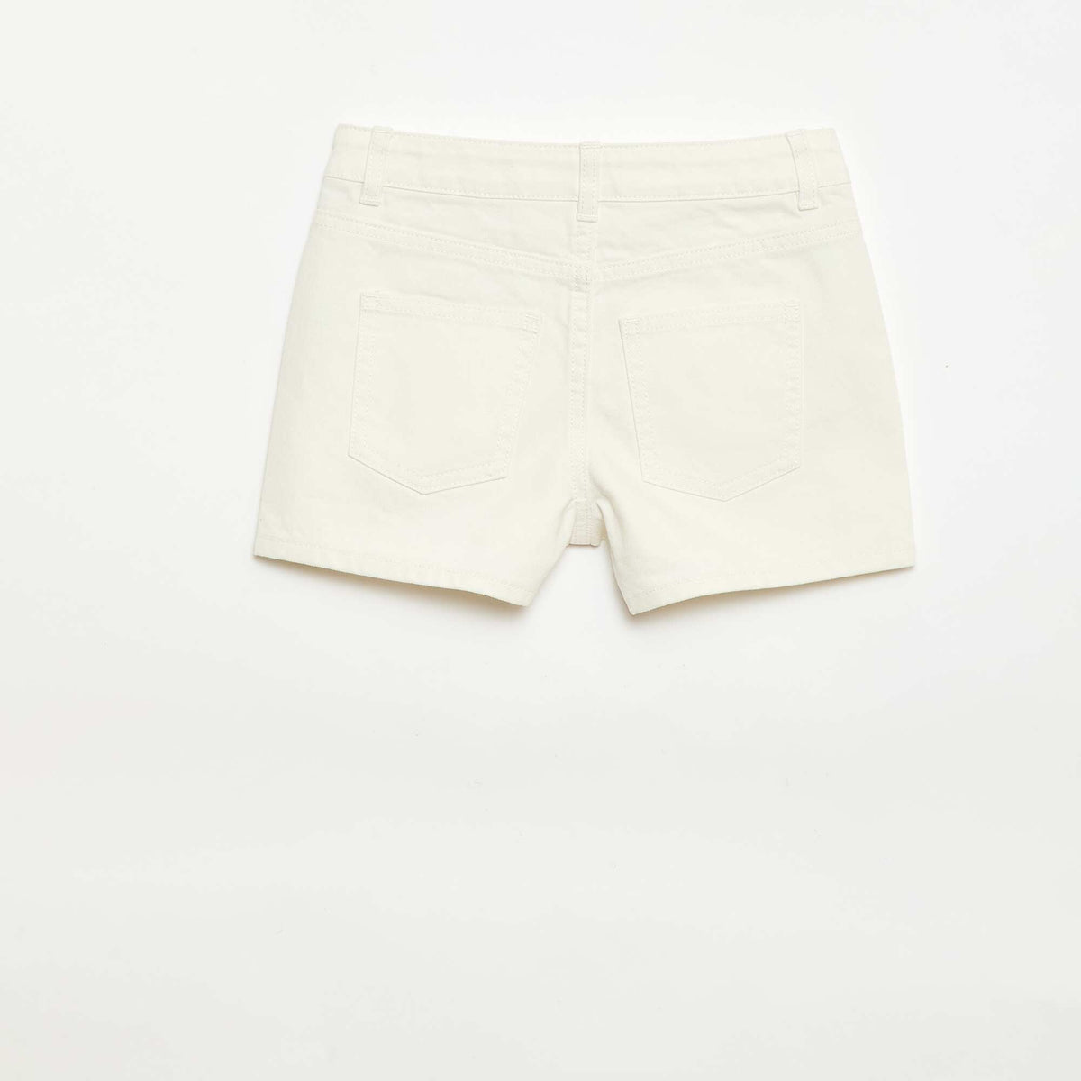 Short en denim taille haute BLANC