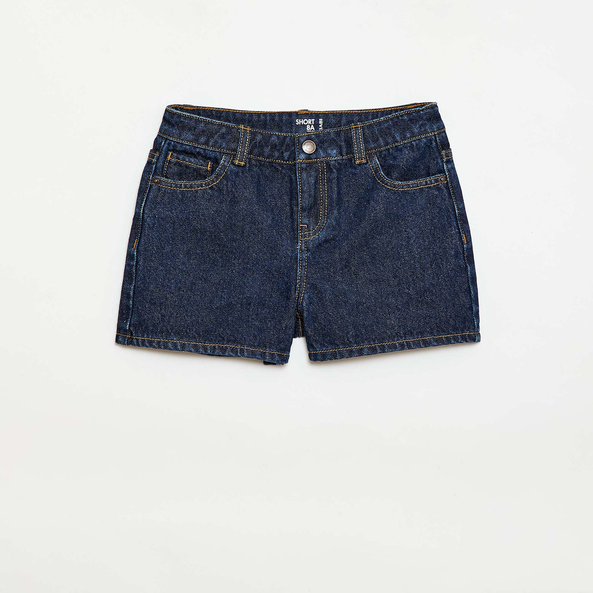 Short en denim taille haute BLEU