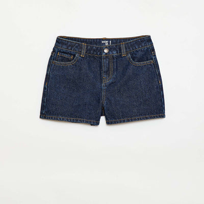 Short en denim taille haute BLEU