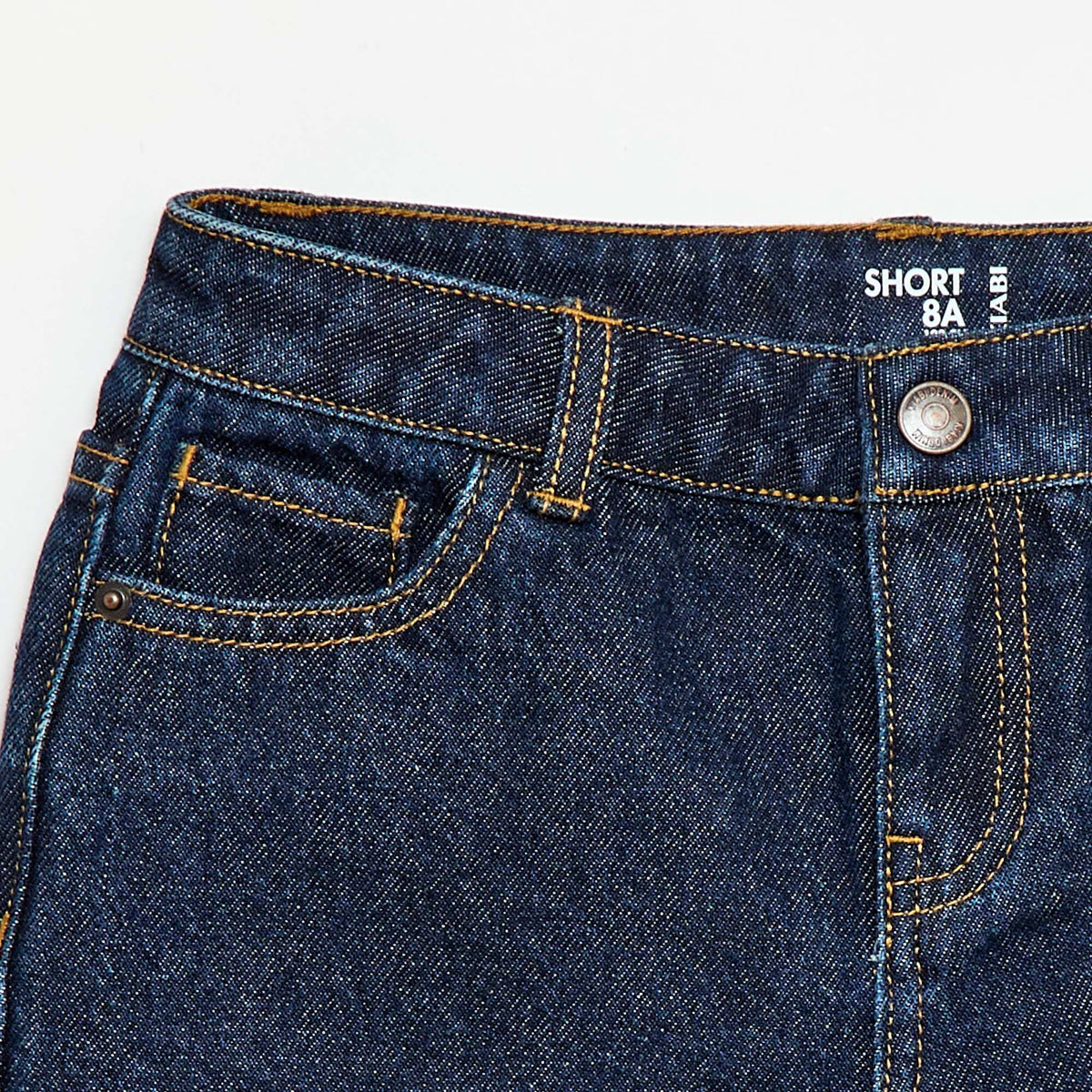 Short en denim taille haute BLEU