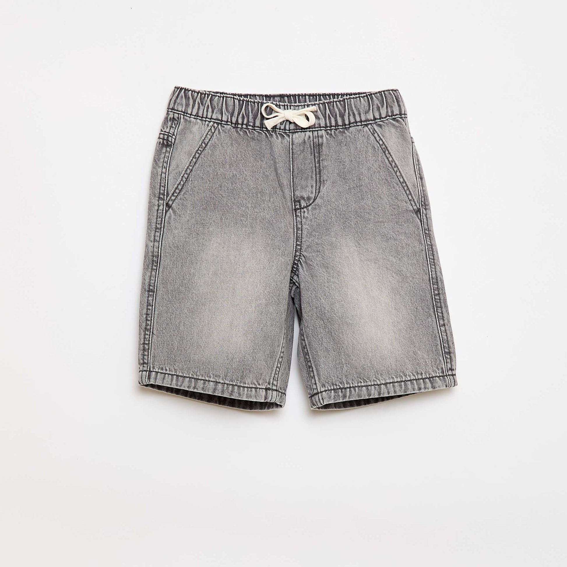 Short en jean élastiqué GRIS