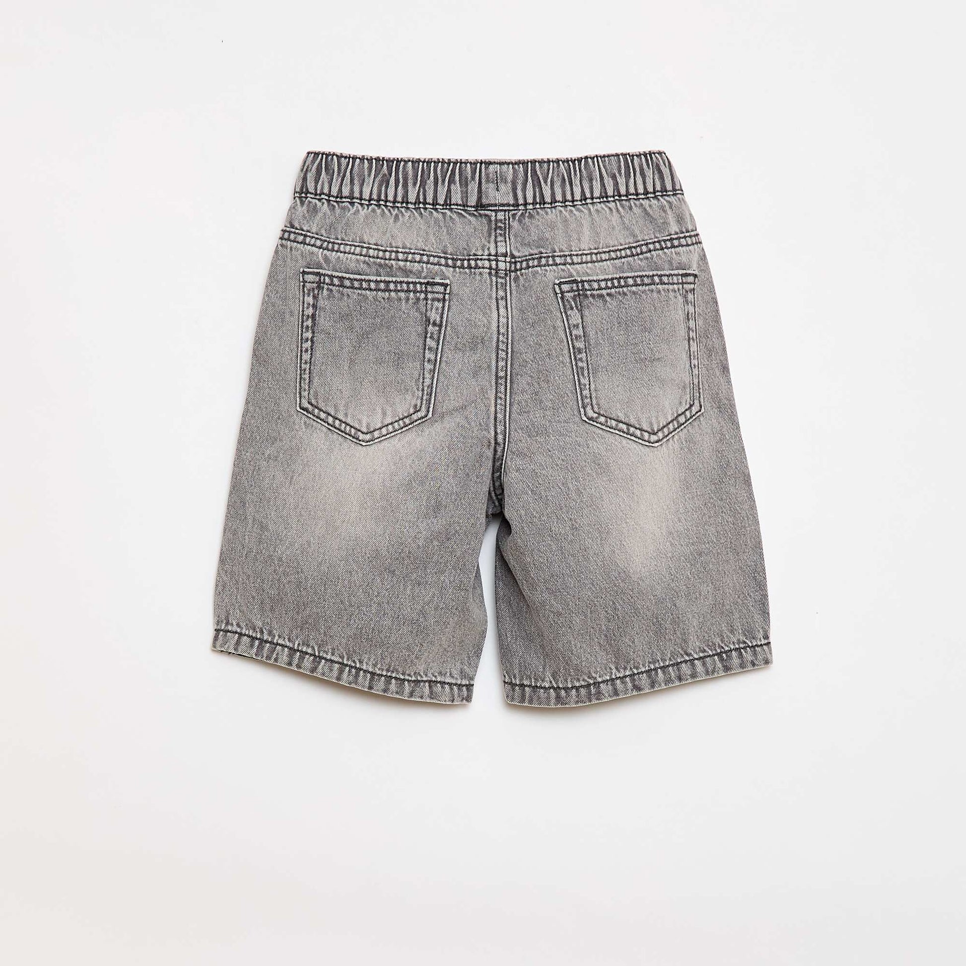 Short en jean élastiqué GRIS