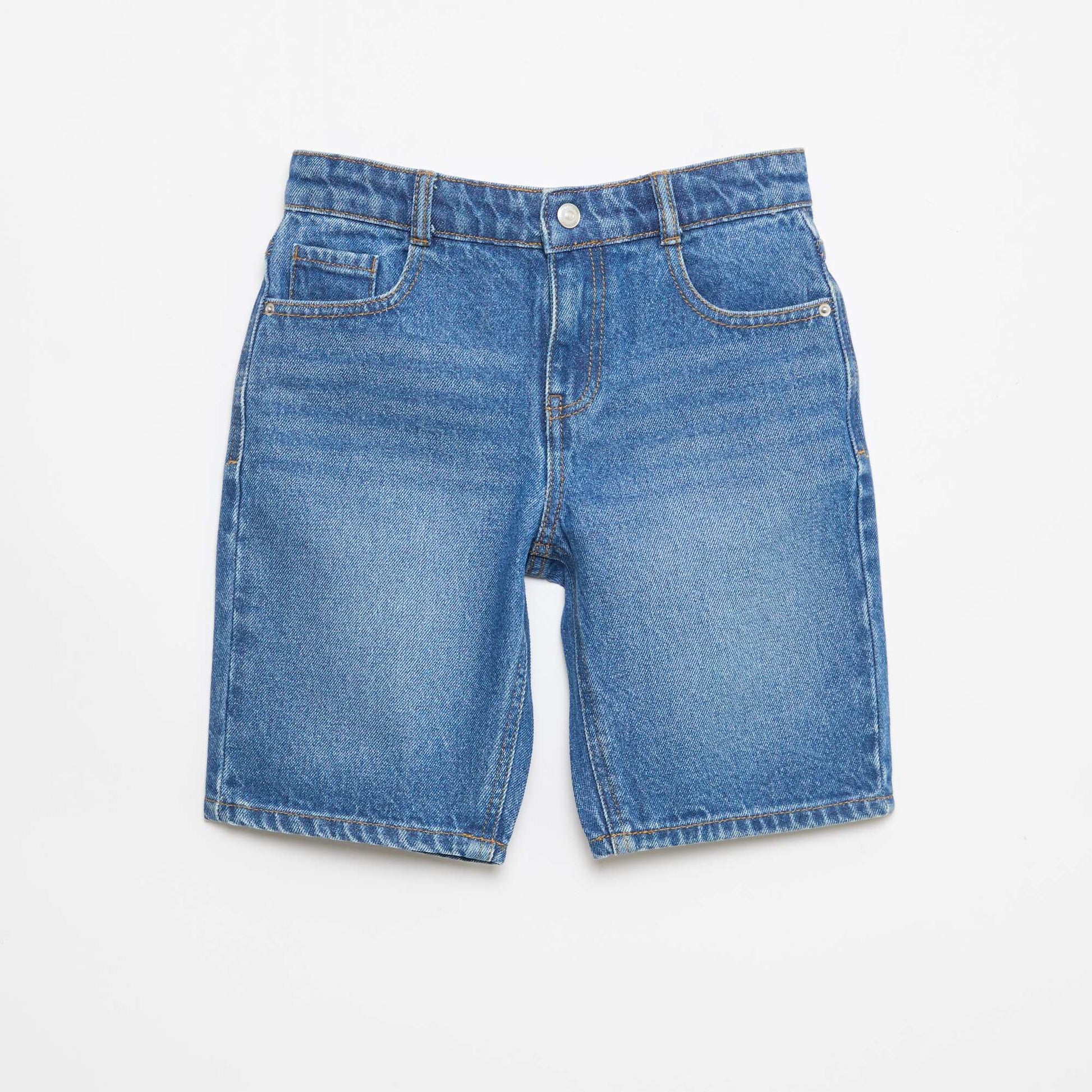 Bermuda denim slim fit stretch en coton BLEU