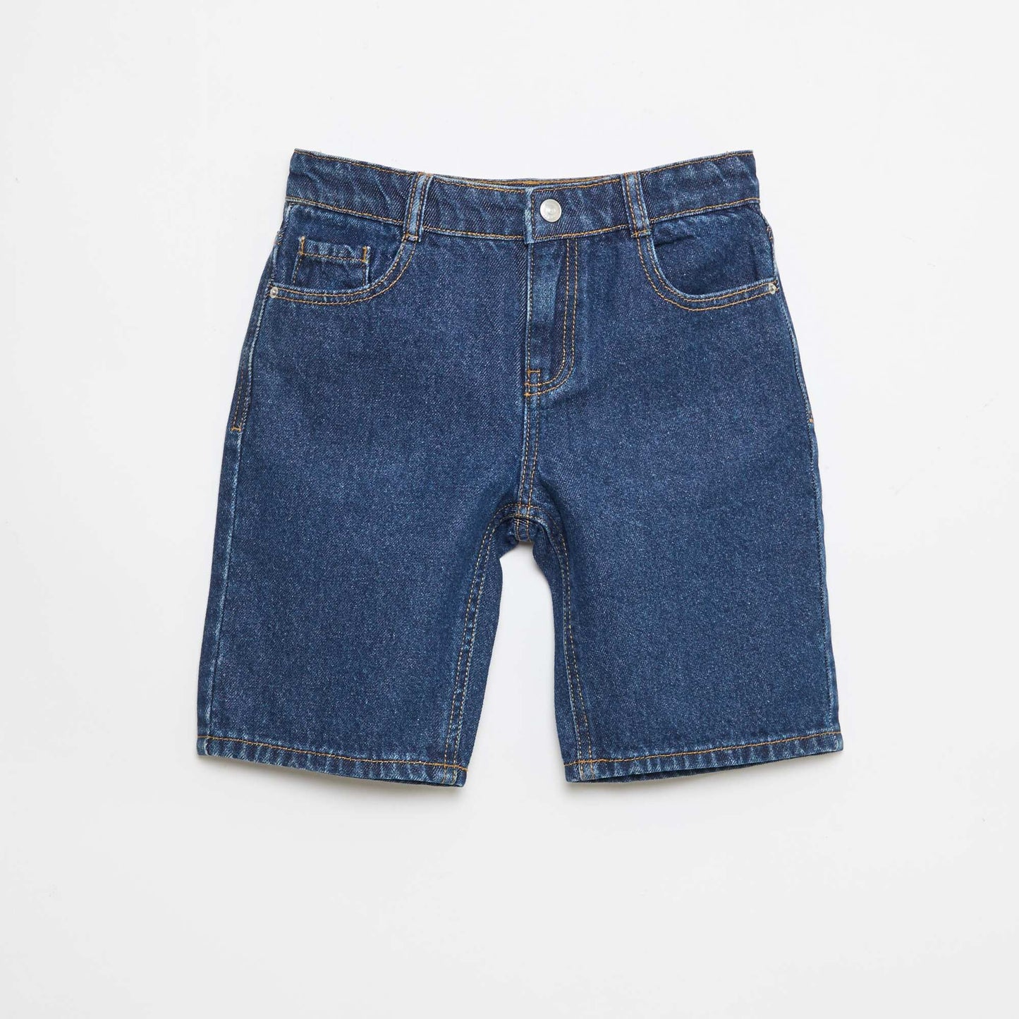 Bermuda denim slim fit stretch en coton BLEU FONCé