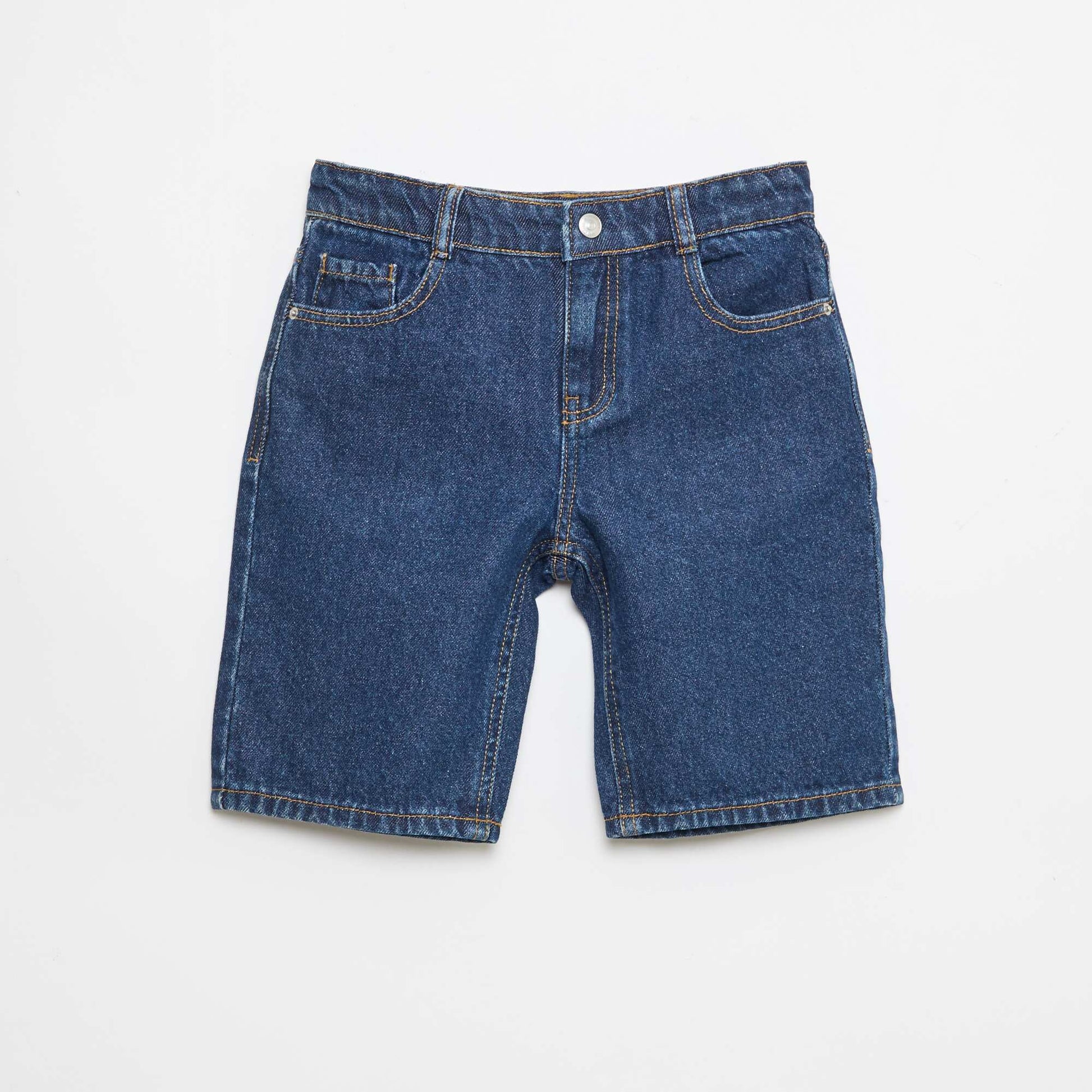 Bermuda denim slim fit stretch en coton BLEU FONCé