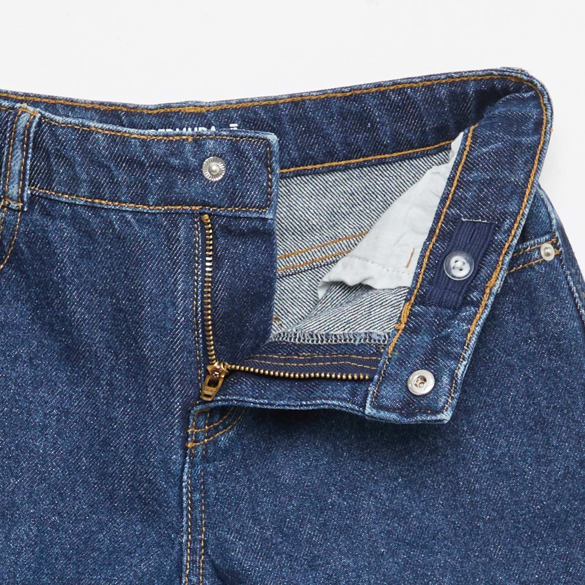 Bermuda denim slim fit stretch en coton BLEU FONCé
