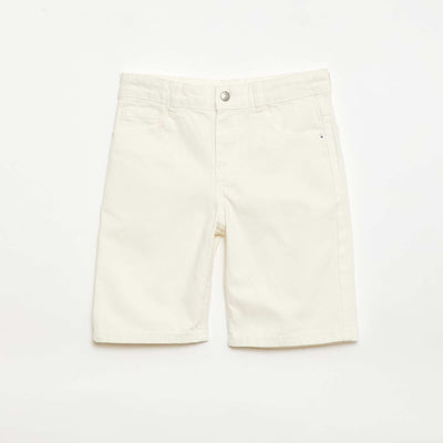 Bermuda denim slim fit stretch en coton ECRU