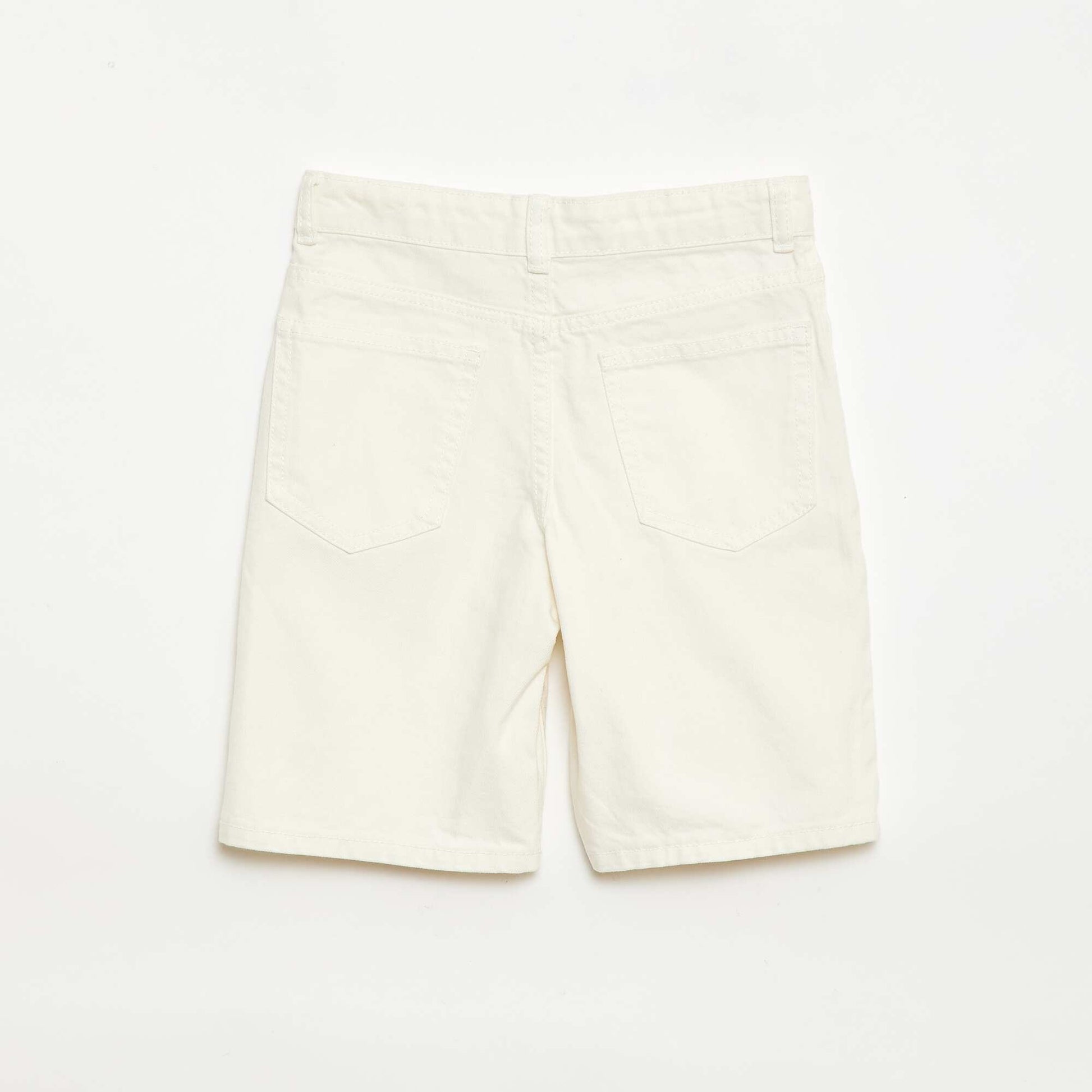 Bermuda denim slim fit stretch en coton ECRU