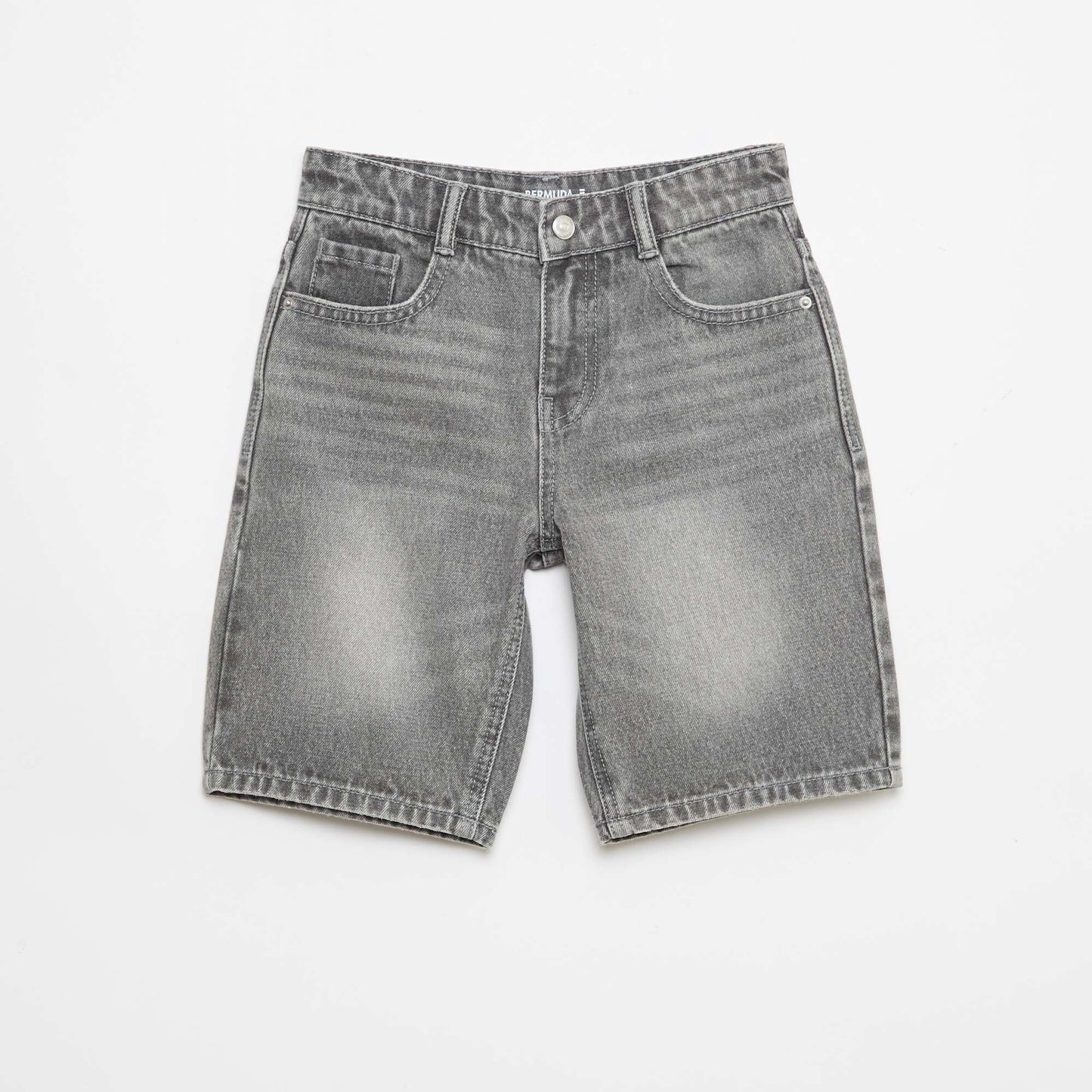Bermuda denim slim fit stretch en coton GRIS
