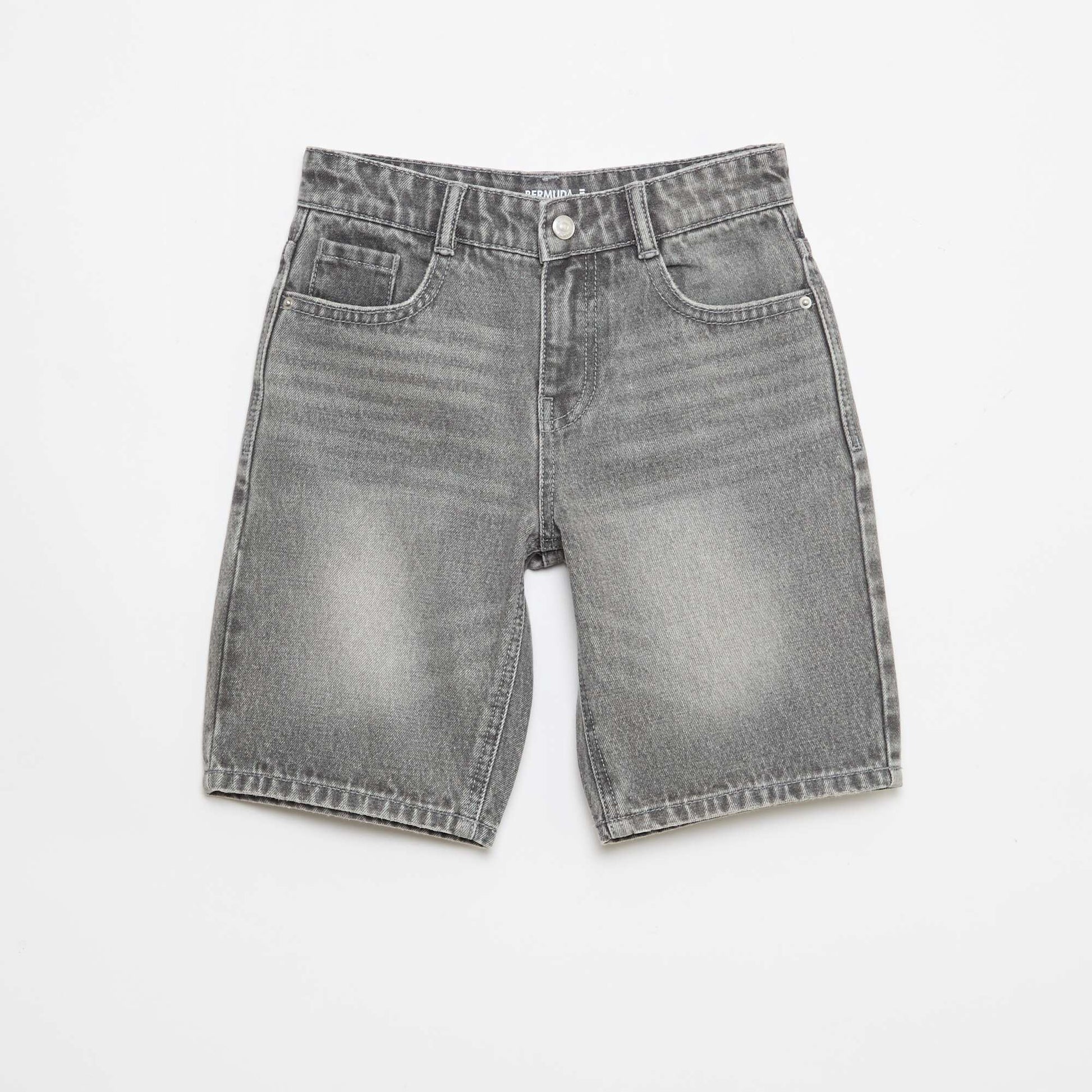 Bermuda denim slim fit stretch en coton GRIS