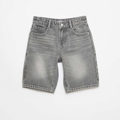 Bermuda denim slim fit stretch en coton GRIS