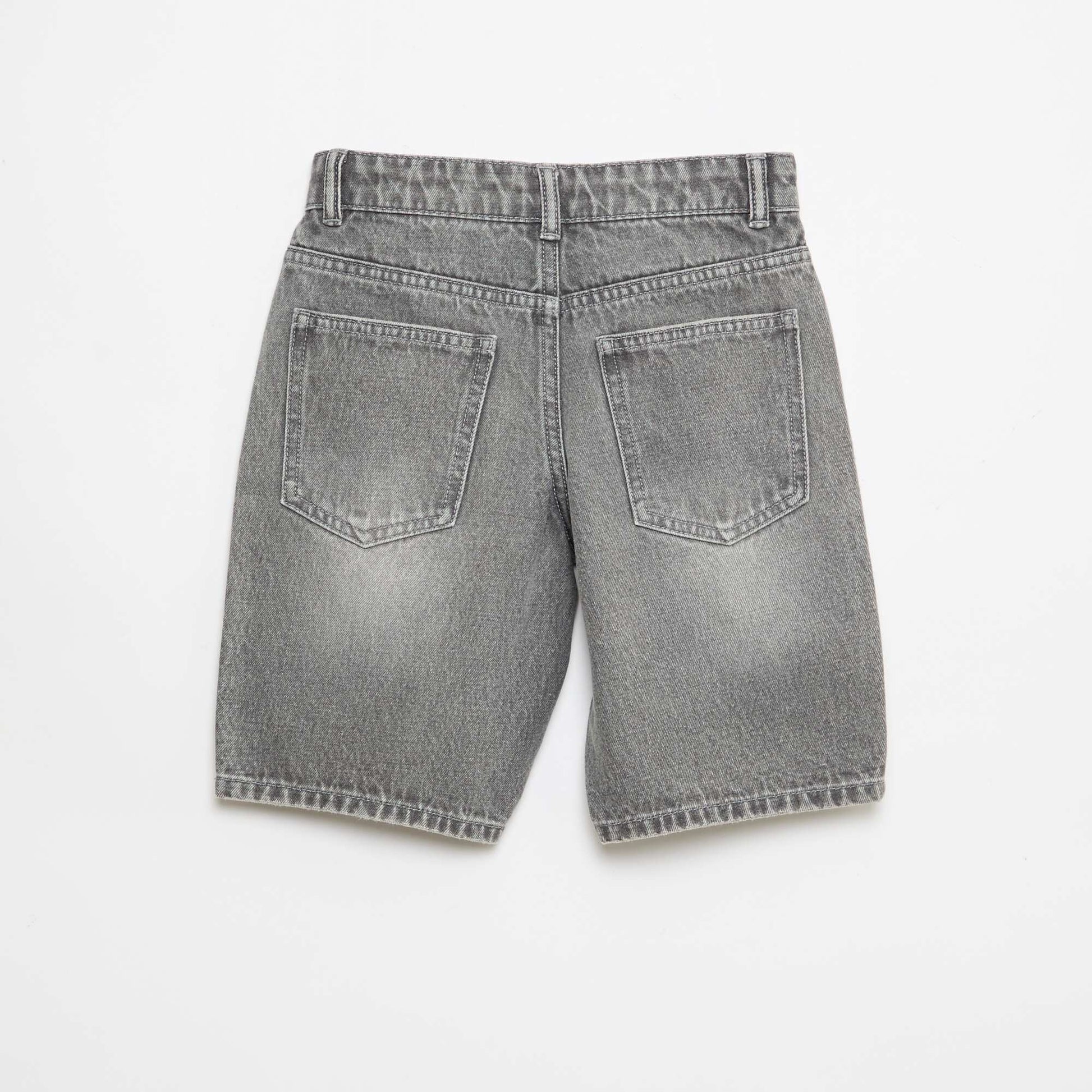 Bermuda denim slim fit stretch en coton GRIS