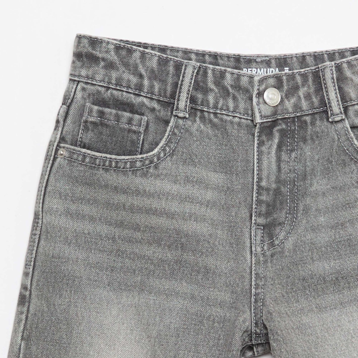 Bermuda denim slim fit stretch en coton GRIS