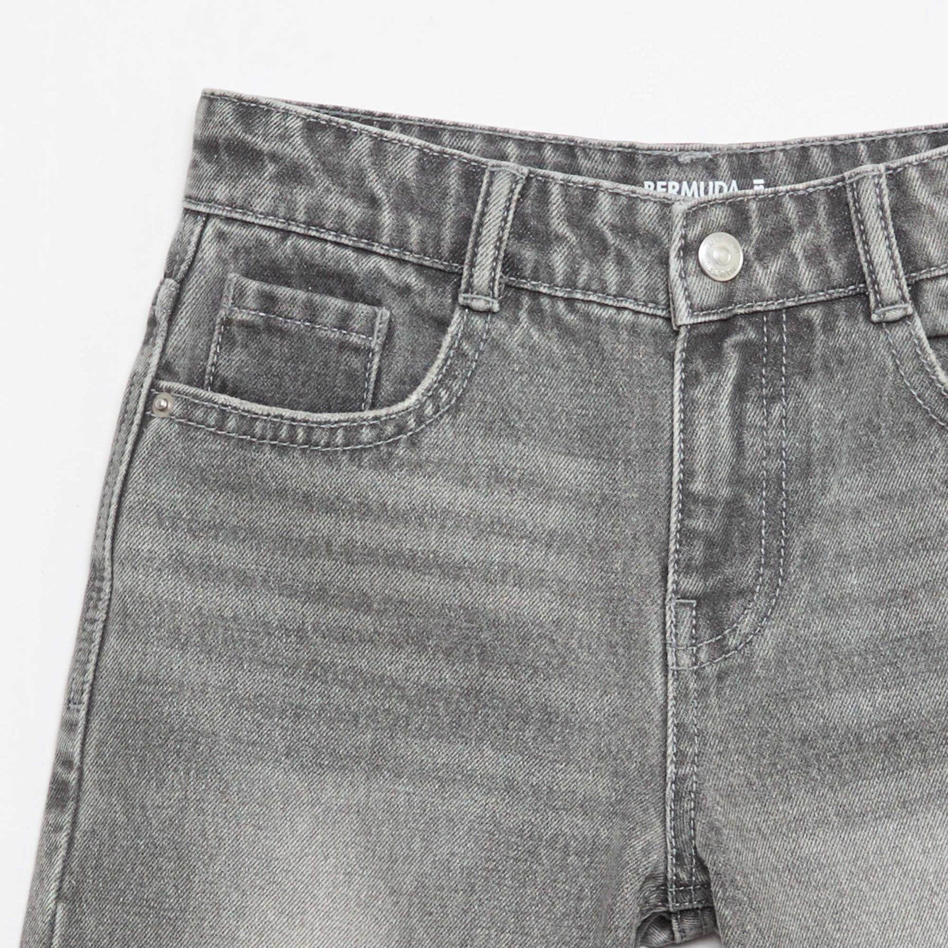 Bermuda denim slim fit stretch en coton GRIS