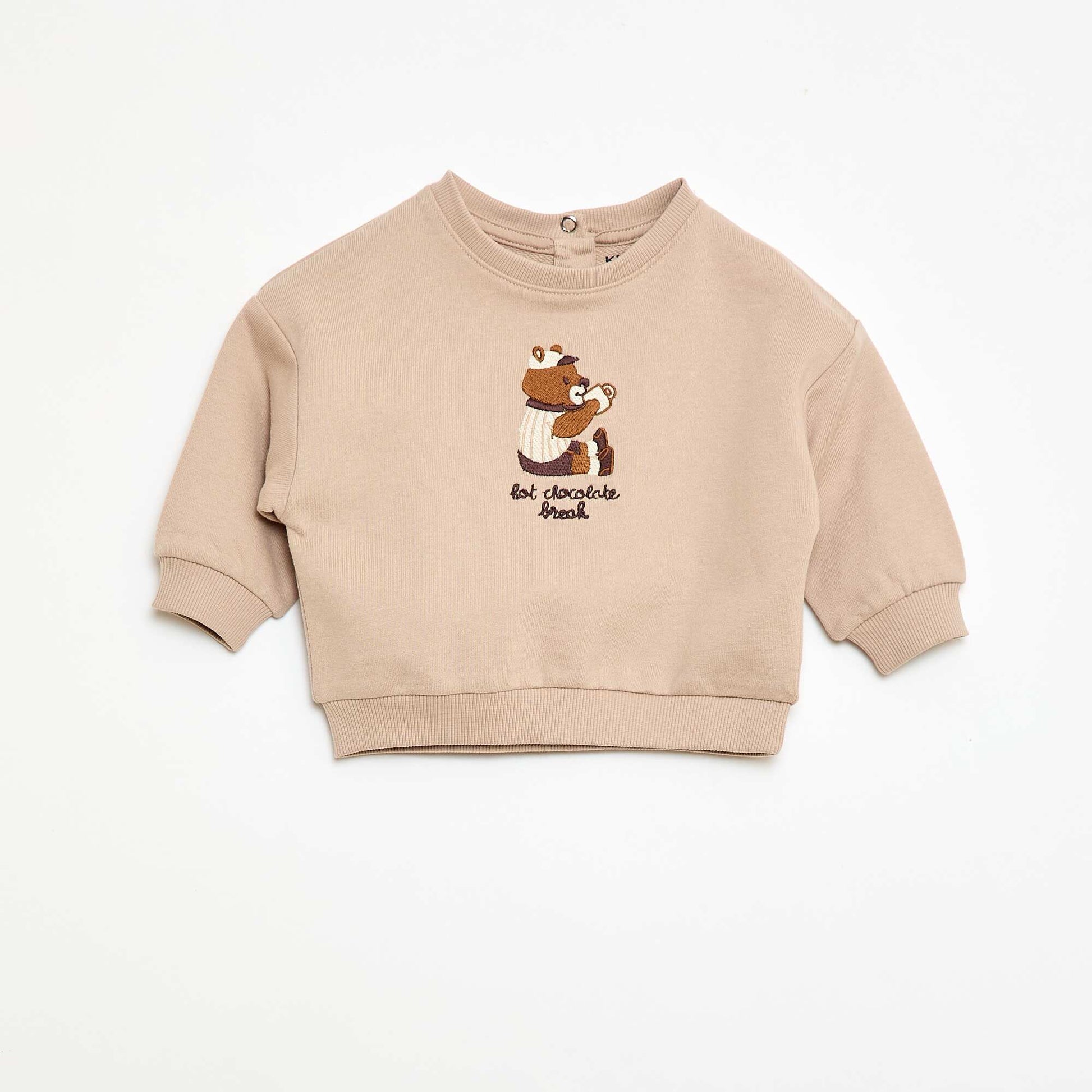 Sweat-shirt manches longues à col rond BEIGE