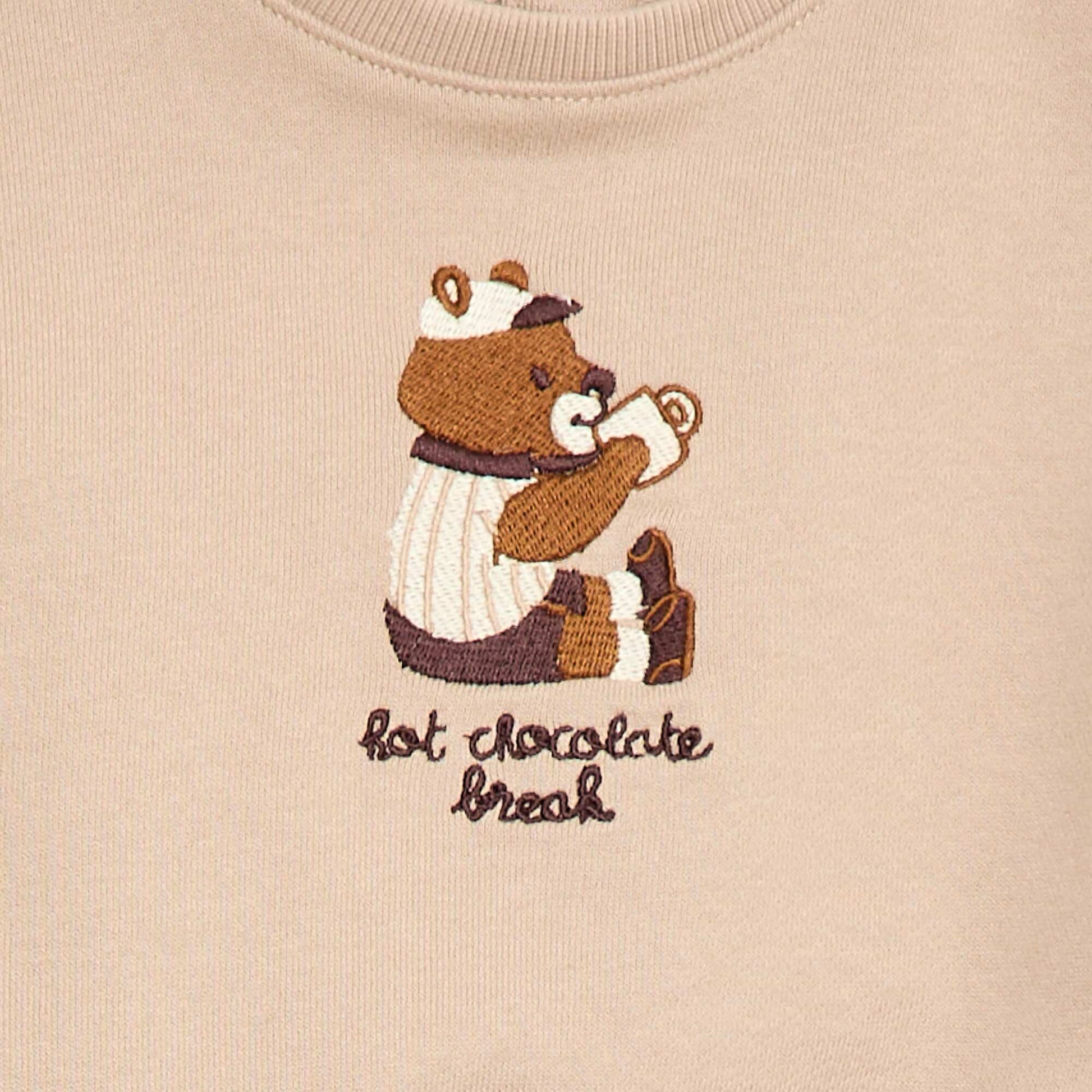 Sweat-shirt manches longues à col rond BEIGE
