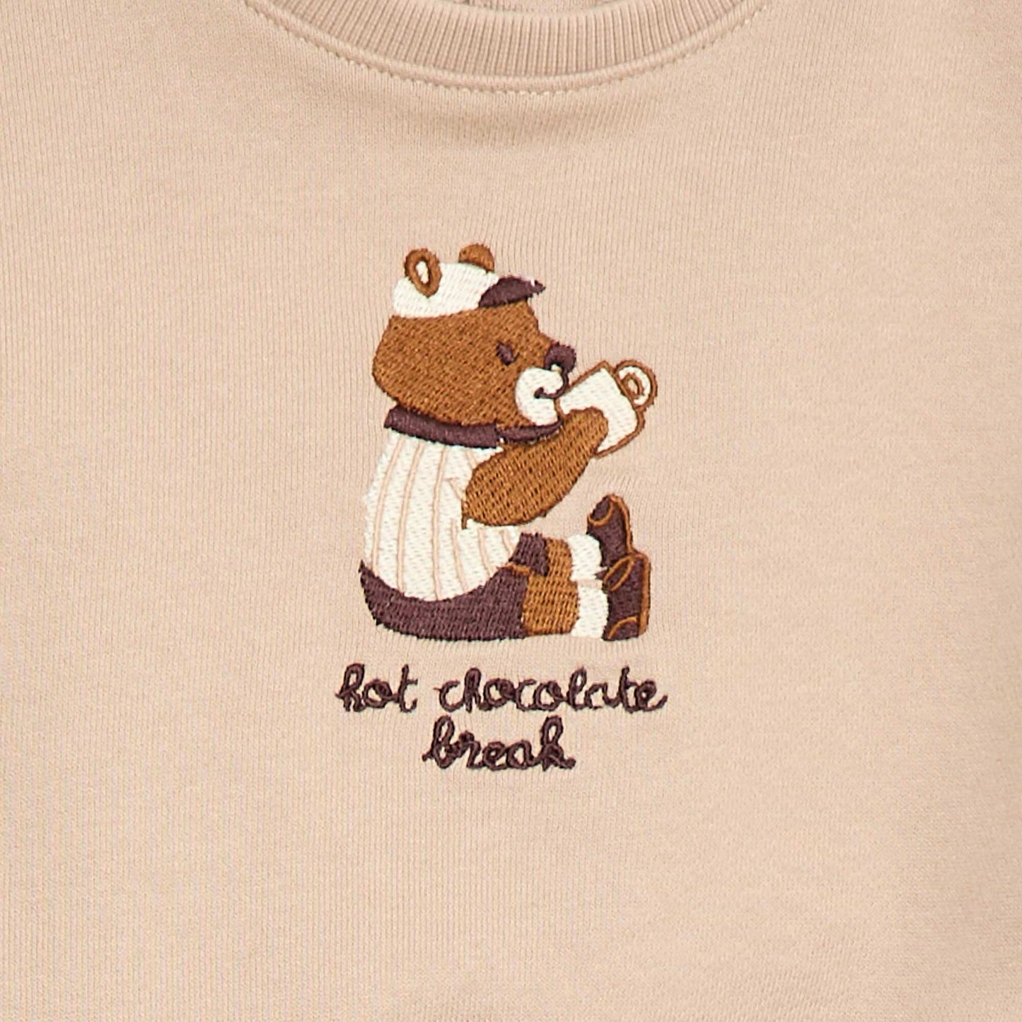 Sweat-shirt manches longues à col rond BEIGE