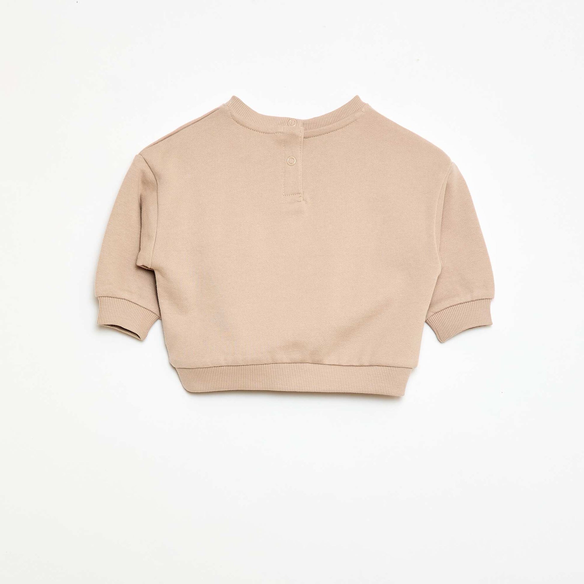 Sweat-shirt manches longues à col rond BEIGE